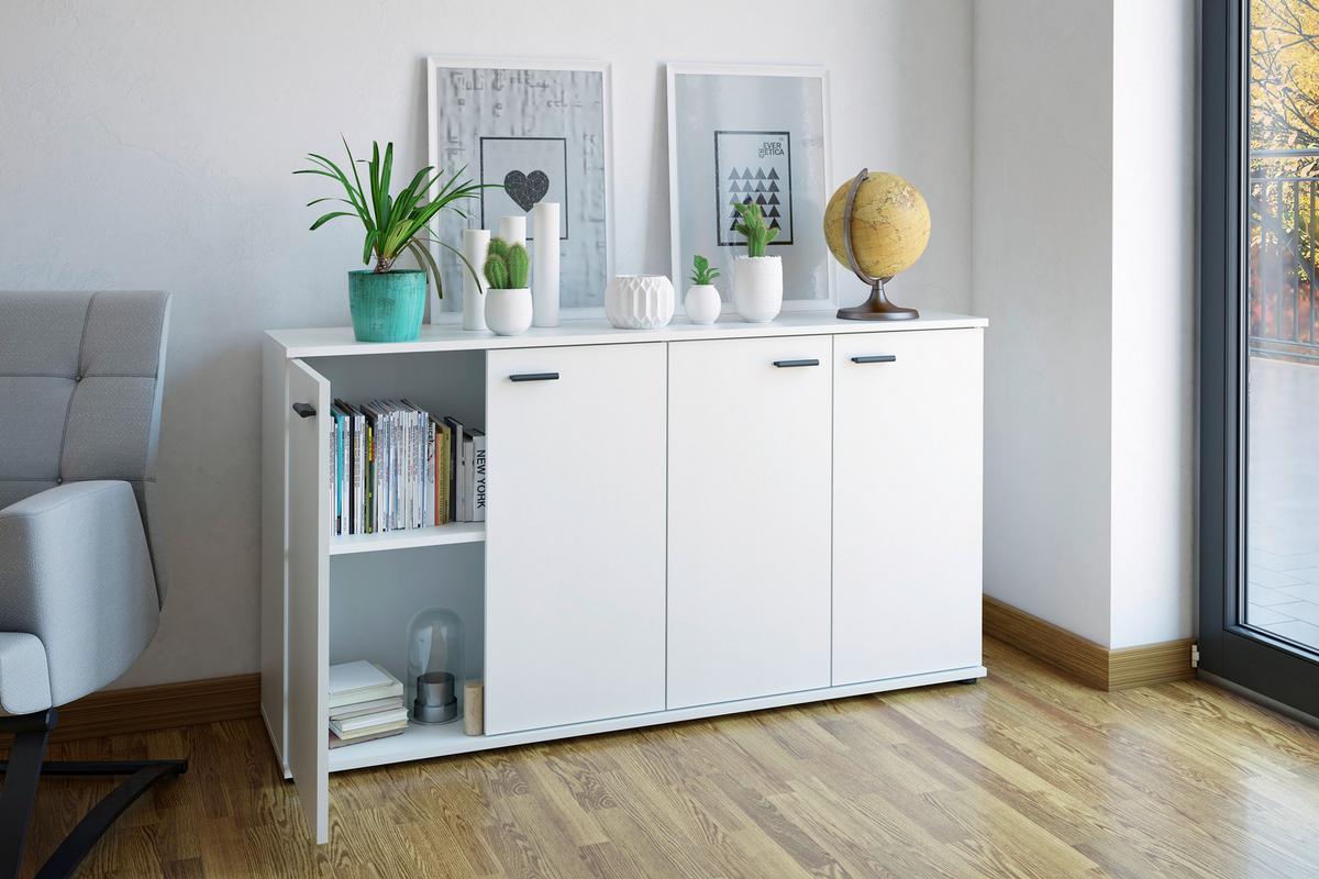 KOMODA CARA *CENOVÝ TRHÁK* - bílá/barvy dubu, Moderní, kompozitní dřevo/plast (138/74,8/35cm) - Based