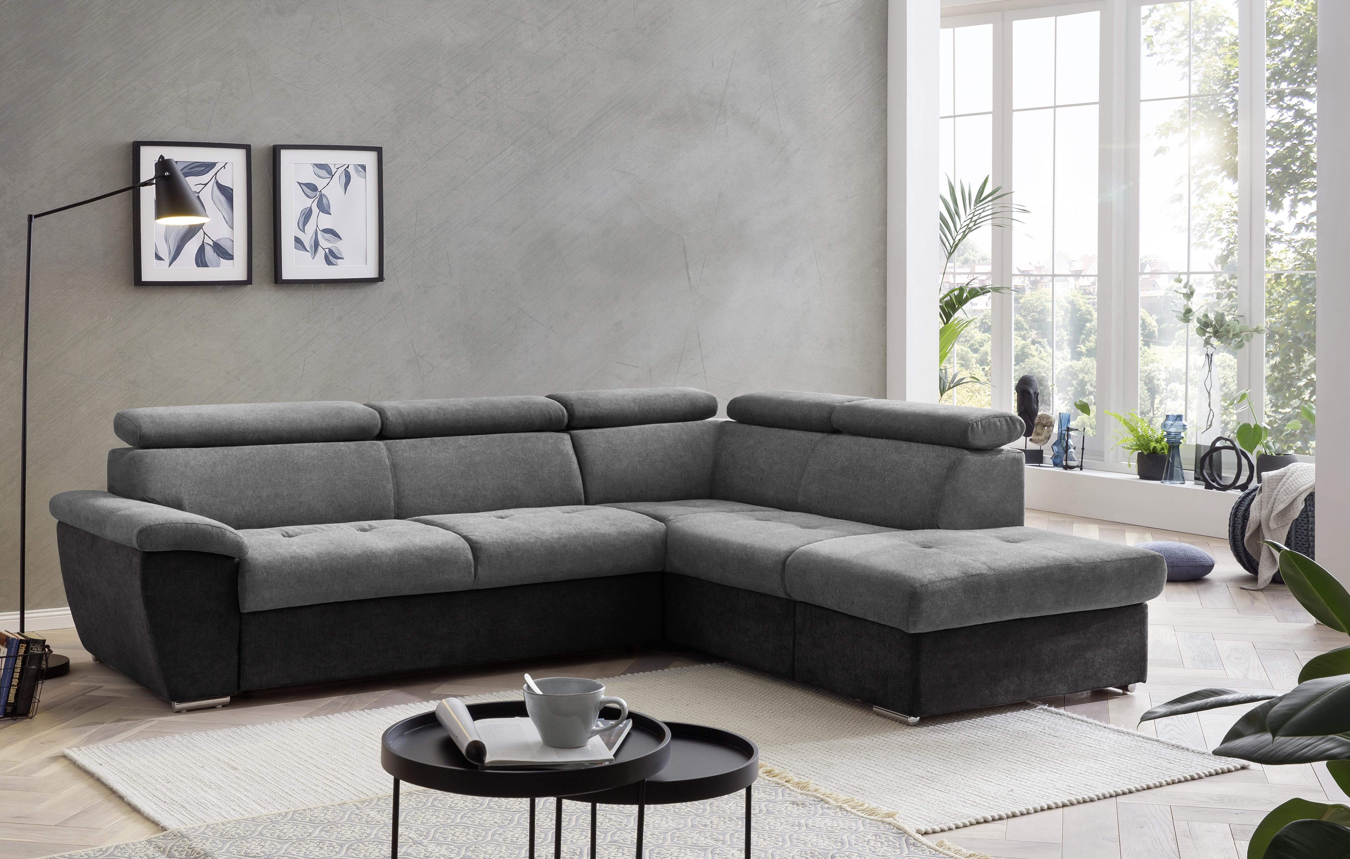 Livetastic Ecksofa mit Bettkasten Grau