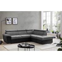 Ecksofa Mit Schlaffunktion Antero + Bettkasten Grau - Chromfarben/Dunkelgrau, Design, Textil (262/216cm) - Livetastic