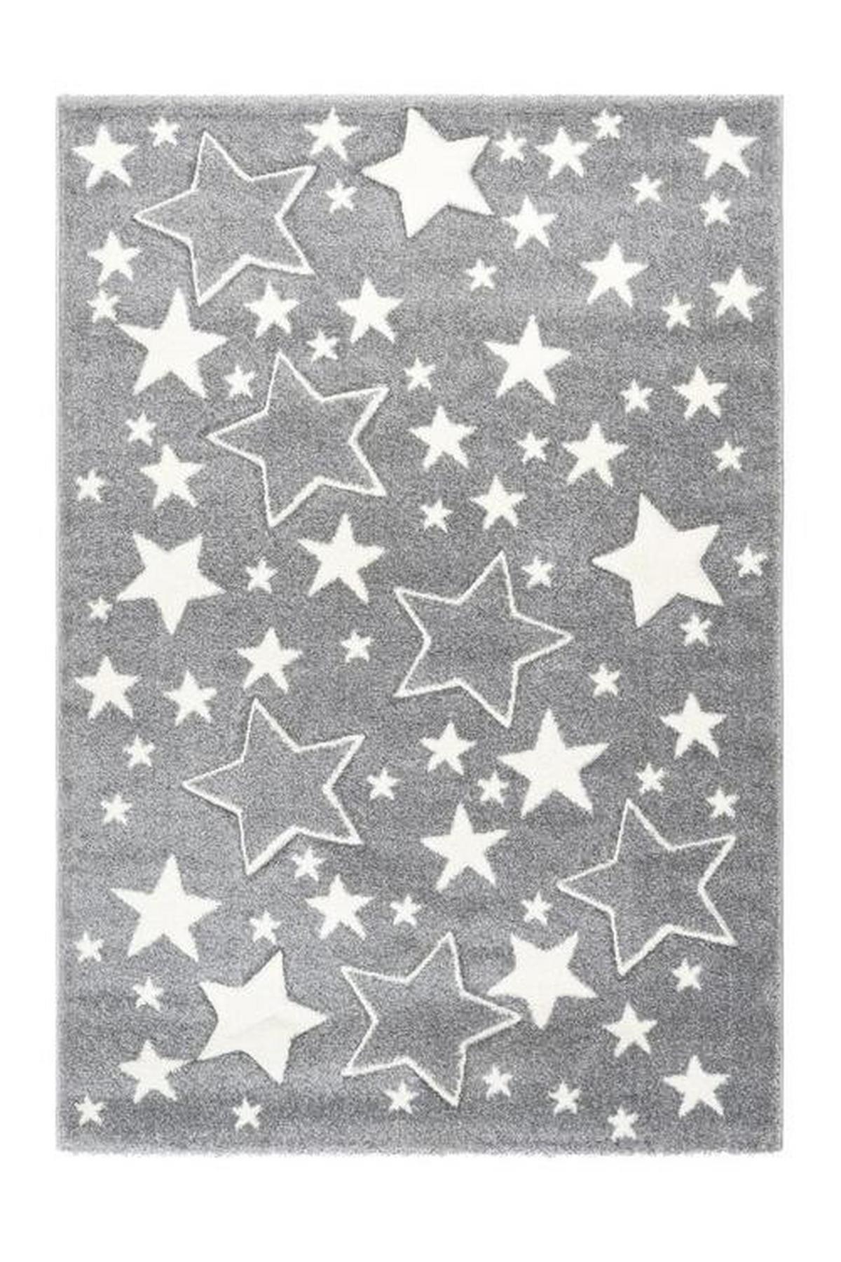 Kinderteppich Sterne Silbern Tamworth 120x170 cm - Silberfarben, Trend, Kunststoff (120/170cm) - Kayoom