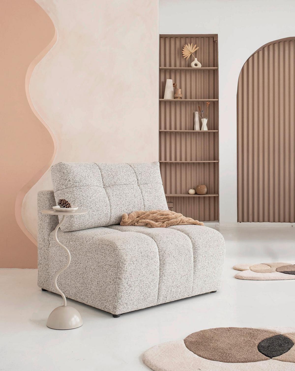 Sofaelement Lulu Taupe B: 96cm - Taupe/Schwarz, Design, Textil (96/94/96cm) - MID.YOU
