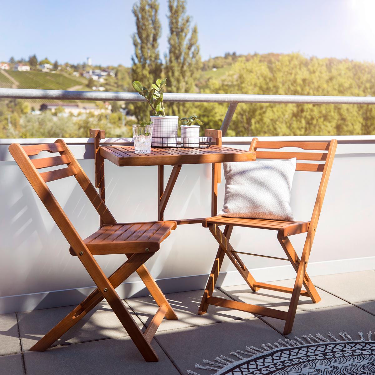 Balkonset Braun B: 60 cm - Braun, LIFESTYLE, Holz (60/40/49cm) - Gardenson