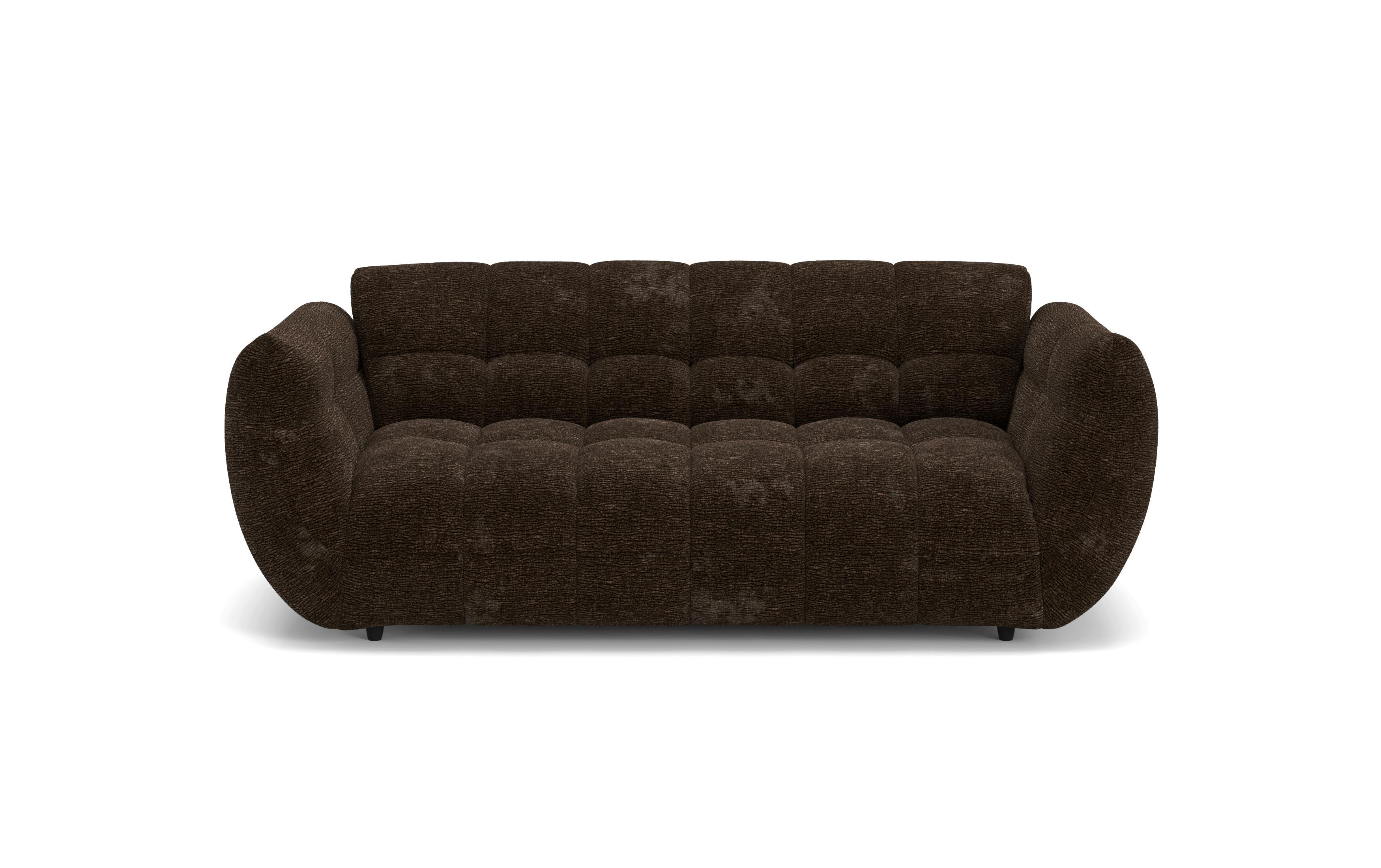 Veľká pohovka PANDA, tmavohnedá ženilka - čierna/tmavohnedá, Modern, textil/plast (218/81/104cm) - Mömax