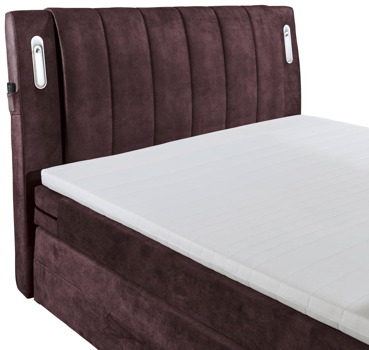 Boxspringbett Mit Topper 180x200 Cm Dallas - Aubergine, MODERN, Holzwerkstoff/Textil (180/200cm) - MID.YOU