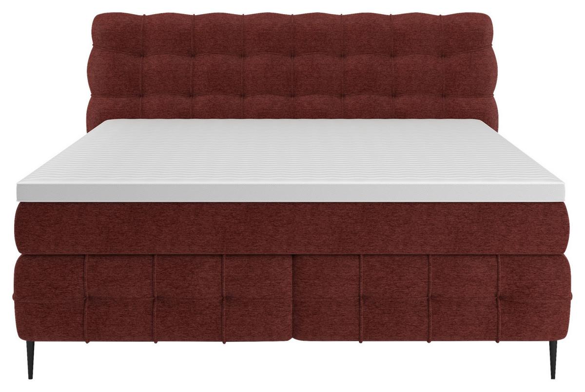 Boxspring- Ágy Scarlett 160/200cm - sötétvörös, Konventionell, faalapú anyag/textil (160/200cm)