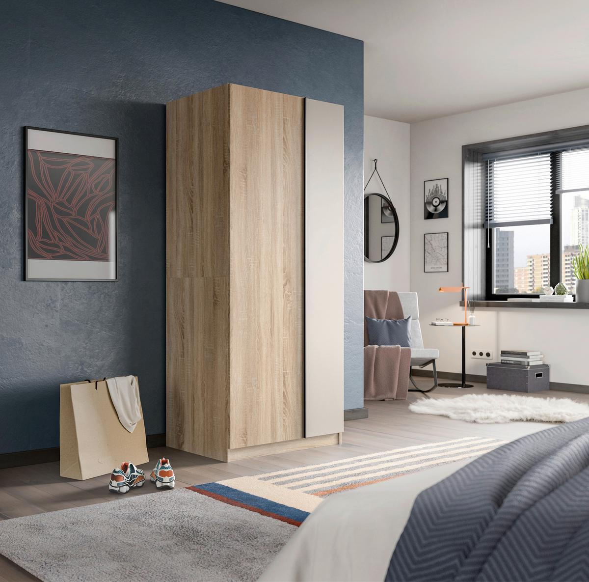 Drehtürenschrank Oakland Sonoma Eiche/Kashmir B: 80 cm - Kaschmir/Sonoma Eiche, MODERN, Holzwerkstoff (80/183/53cm) - MID.YOU