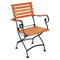 Gartensessel Klappbar Schlossgarten Echtholz/Metall - Schwarz/Naturfarben, ROMANTIK / LANDHAUS, Holz/Metall (60/57/85cm) - Gardenson