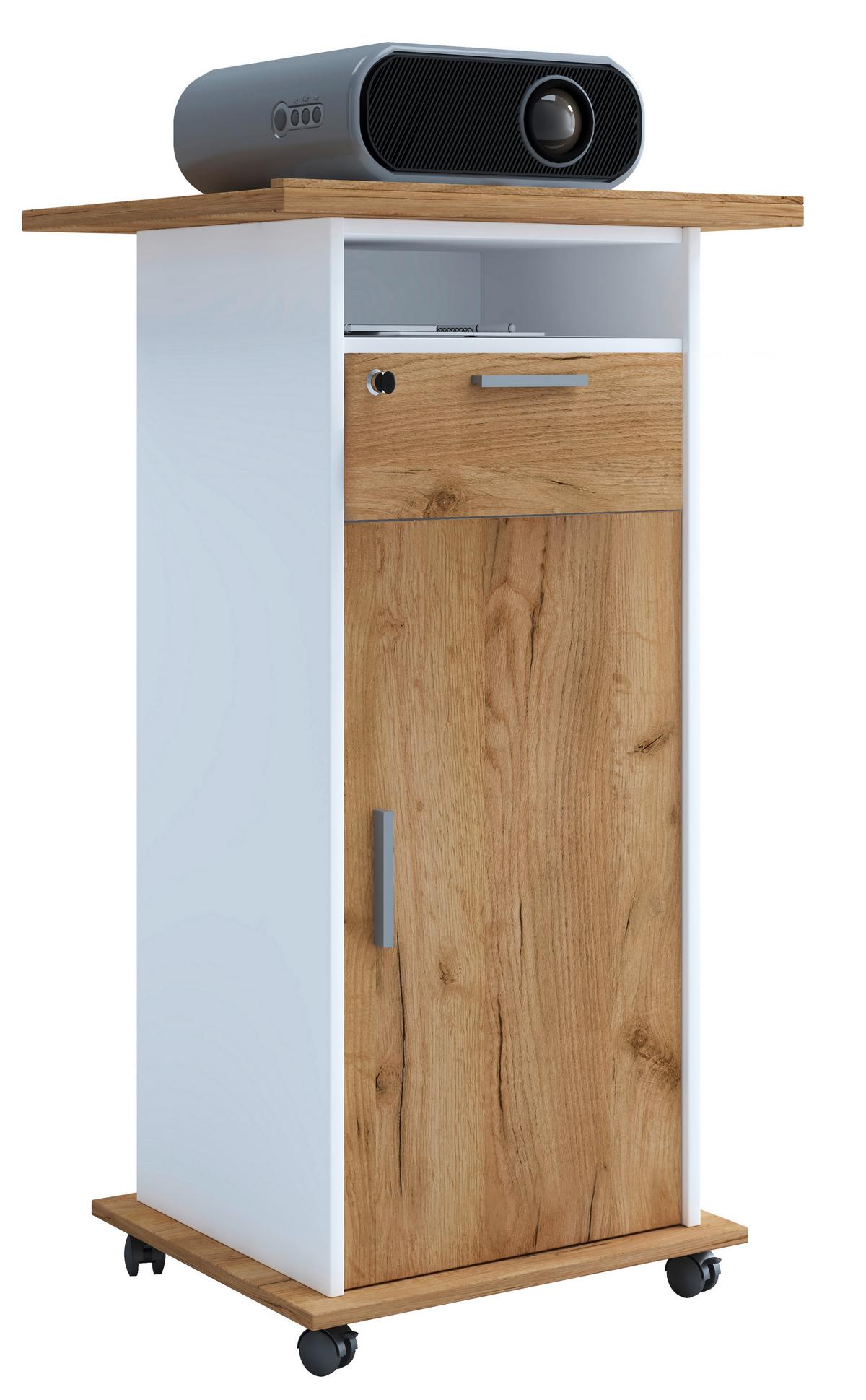Stehpult Neta Weiß, Eiche Dekor L: 60 cm - Honigeiche/Weiß, MODERN, Holzwerkstoff (60/50/108,3cm) - MID.YOU