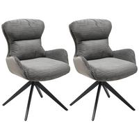 Armlehnstuhl Vanja Grau Gepolstert - Schwarz/Grau, LIFESTYLE, Textil/Metall (58/88/68cm) - MID.YOU