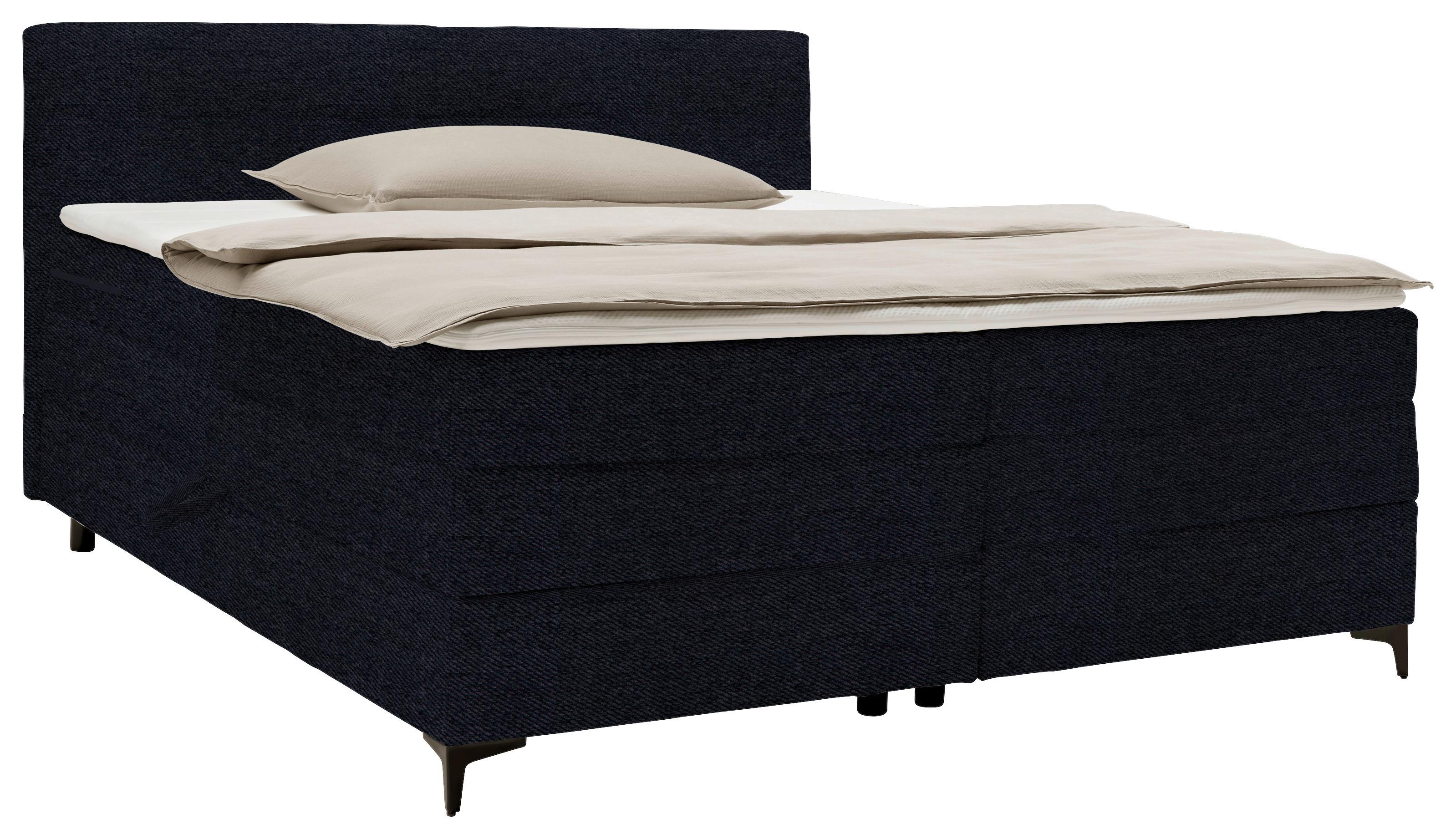Boxspringová postel BARI 160/200, černá - černá, Konvenční, kov/karton (160/200cm) - Mömax