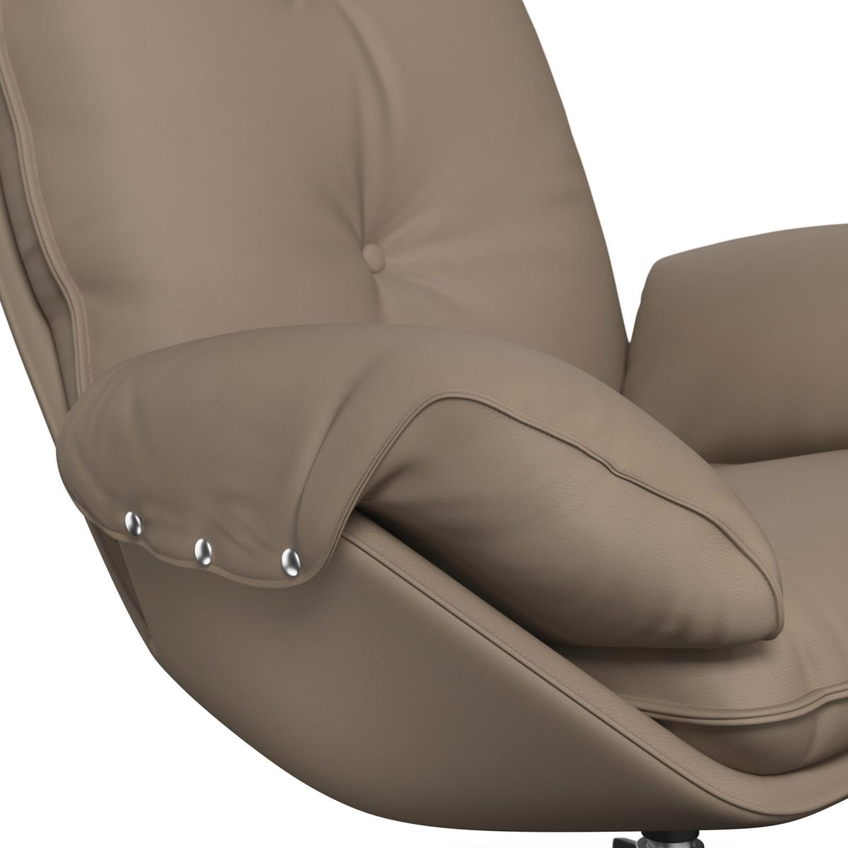 Relaxační křeslo ANDREA, světle hnědá, s taburetem - černá/světle hnědá, Moderní, kov/dřevo (82/105/80cm) - Bessagi Home