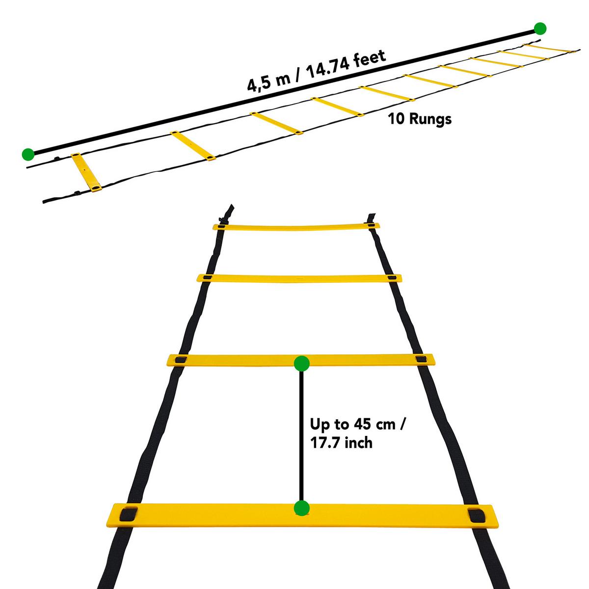 Trainingsleiter Tunturi Agility Ladder 4,5m - Gelb/Schwarz, KONVENTIONELL, Kunststoff (450/50/5cm)