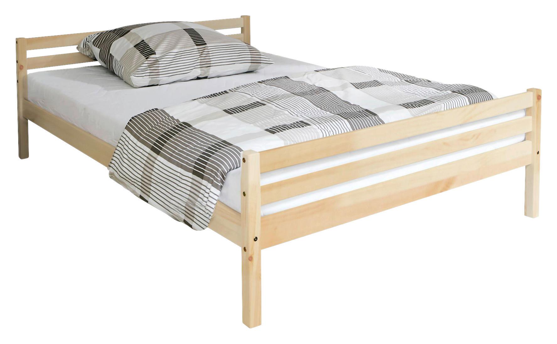 Bett Echtholz Massiv 140x200 Nadine, Kiefer Natur - Kieferfarben, KONVENTIONELL, Holz (140/200cm) - MID.YOU