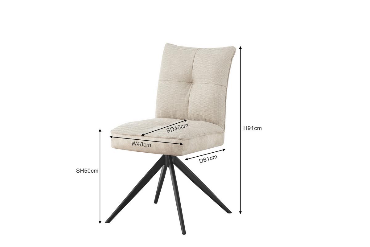 Židle MAYA béžová - černá/béžová, Moderní, kov/textil (49/89/65cm) - Premium Living