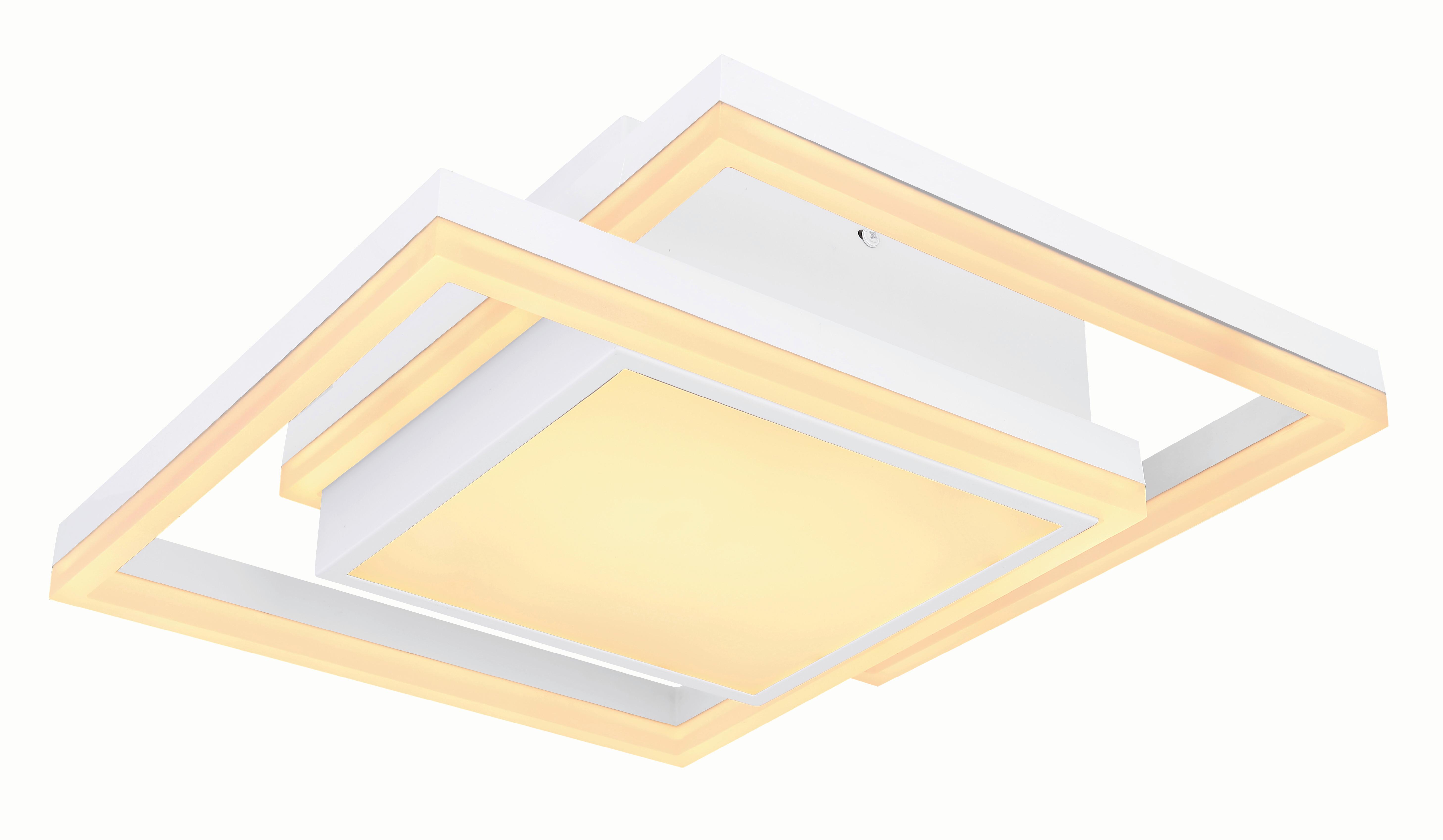LED-DECKENLEUCHTE 67225-24FSH - Opal/Weiß, Basics, Kunststoff/Metall (41.5/41.5/10.5cm) - Globo