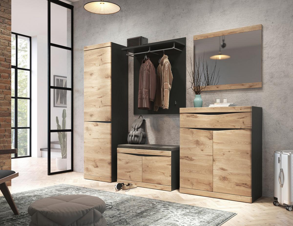 Garderobenschrank Spring Anthrazit/Eiche Dekor B: 54 cm - MODERN, Holzwerkstoff (54/196,6/39,9cm)