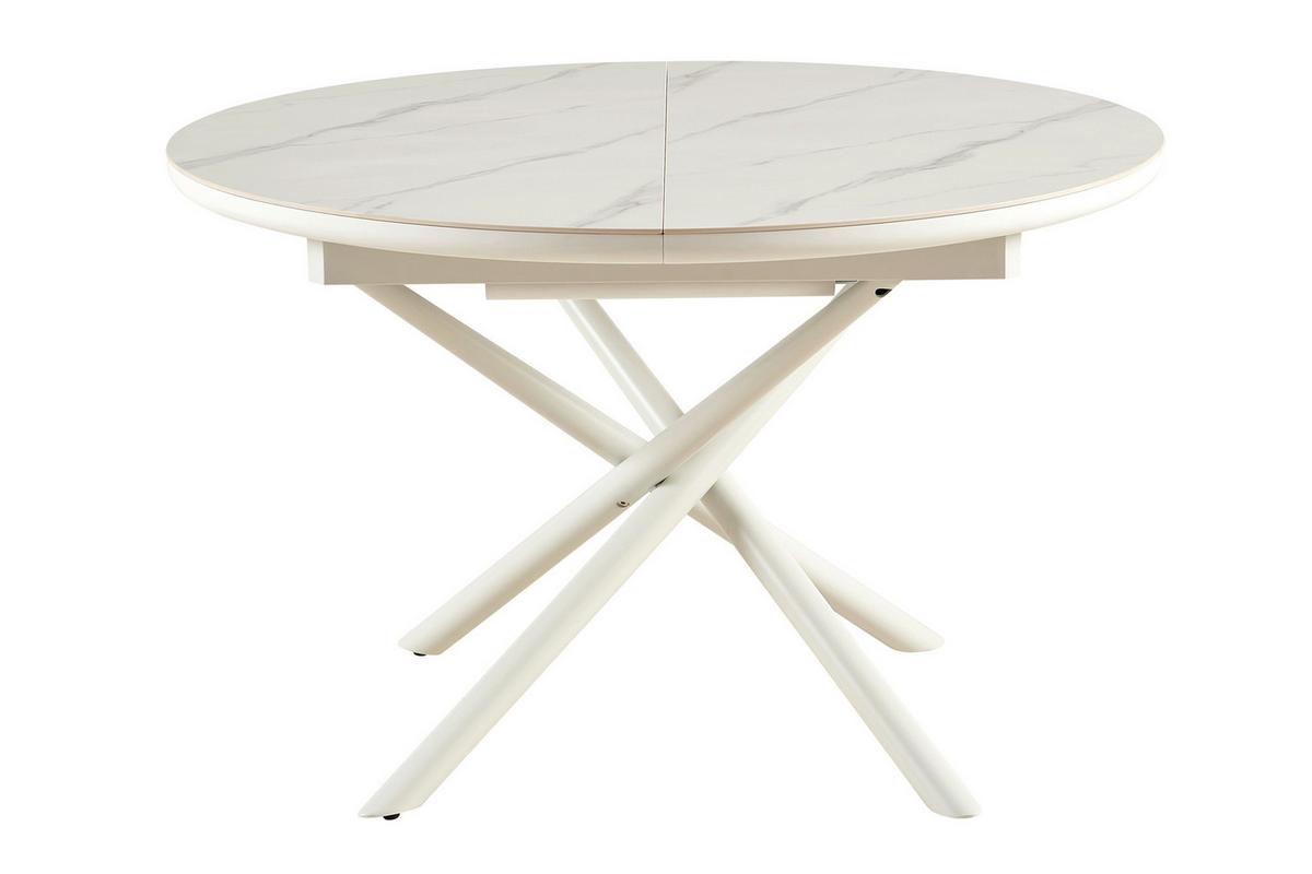 Esstisch Weiß B: 120-160 Cm - Weiß, MODERN, Keramik/Holzwerkstoff (120-160/120/76cm) - Livetastic