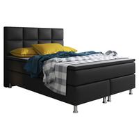 Boxspringbett Miami - Silberfarben/Schwarz, KONVENTIONELL, Leder/Textil (140/115/210cm) - MID.YOU