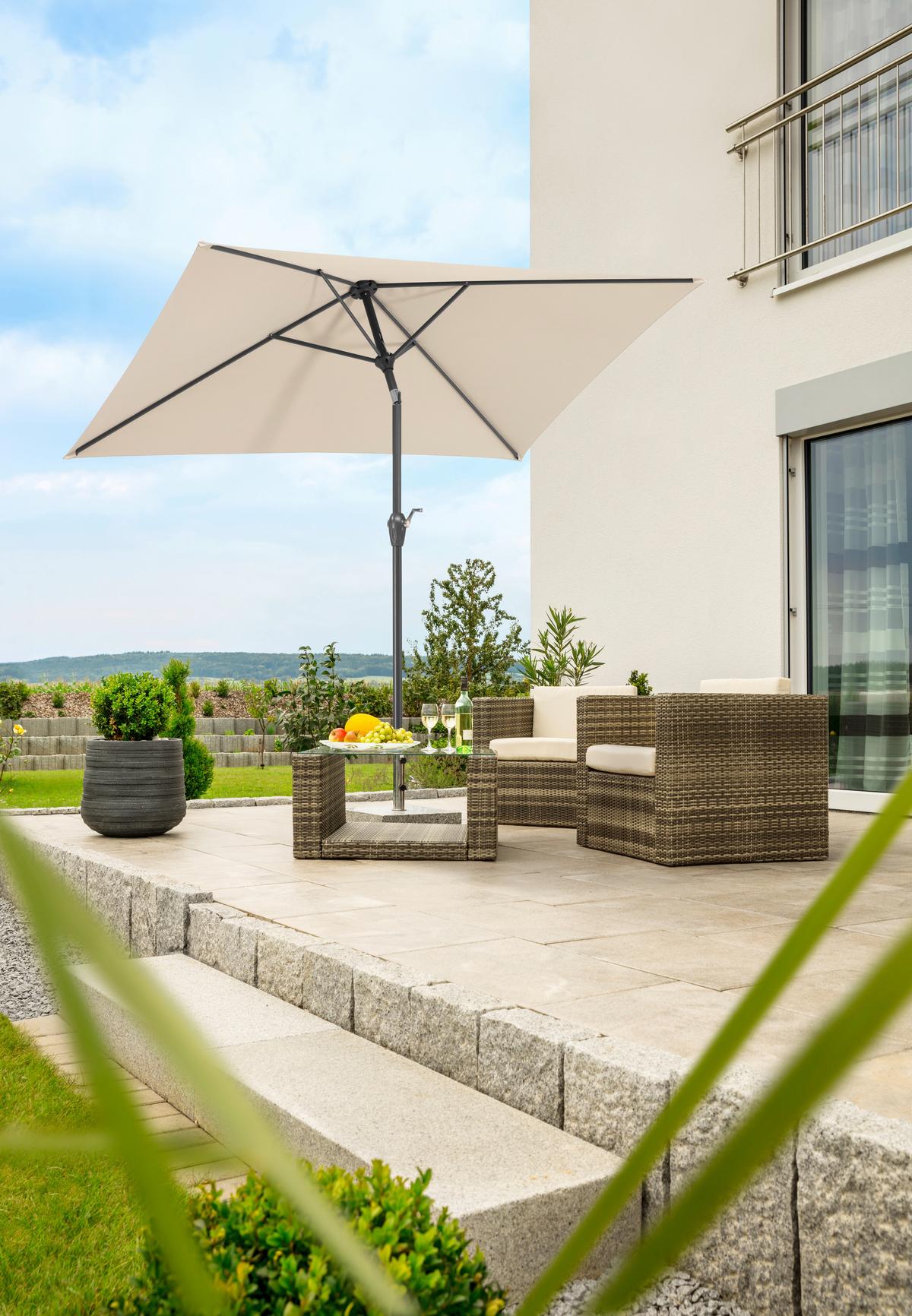 Sonnenschirm Bilbao BxHxT: 210x228x130cm Natur - Anthrazit/Naturfarben, Basics, Textil/Metall (210/228/130cm) - Schneider