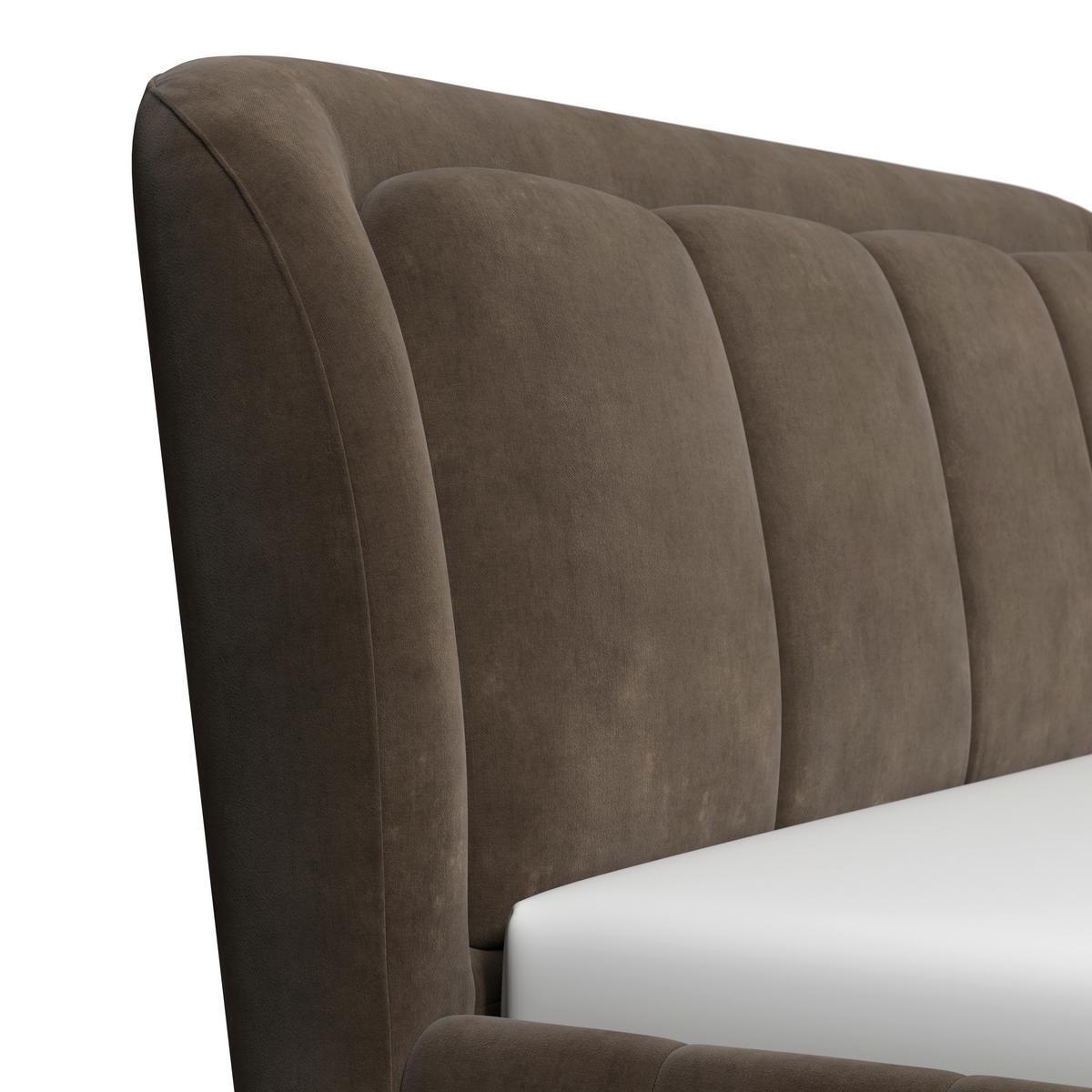 Čalúnená posteľ ANTON 160x200 cm, sivá - hnedá/svetlohnedá, Modern, kov/drevo (160/200cm) - Bessagi Home