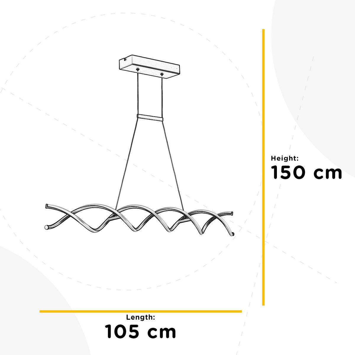 LED-Hängeleuchte Dna Klar Chromfarben L: 105 cm - Klar/Chromfarben, Design, Glas/Metall (105/15/150cm)
