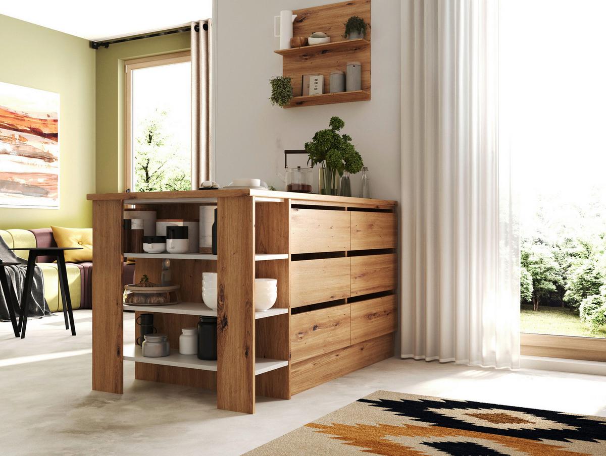Kücheninsel Hilde Kücheninsel 150 Cm - Wildeiche/Weiß, Design, Holzwerkstoff (150/90/90cm) - Respekta