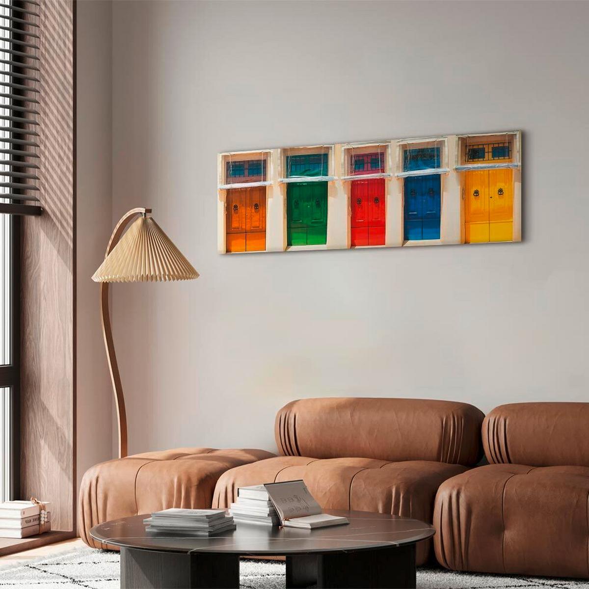 Leinwandbild Doors Multicolor B: 120 cm - Multicolor, Basics, Holz/Textil (120/40/1,2cm) - artgeist
