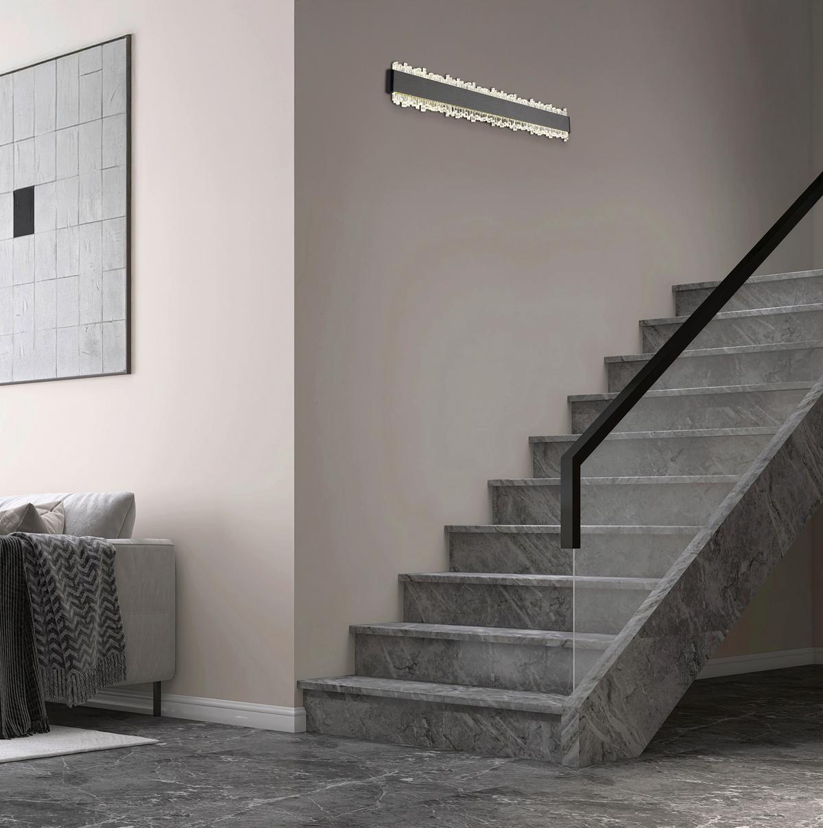 LED-Wandleuchte 4000k, 12w - Klar/Schwarz, Design, Kunststoff/Metall (48/8/4cm) - Globo