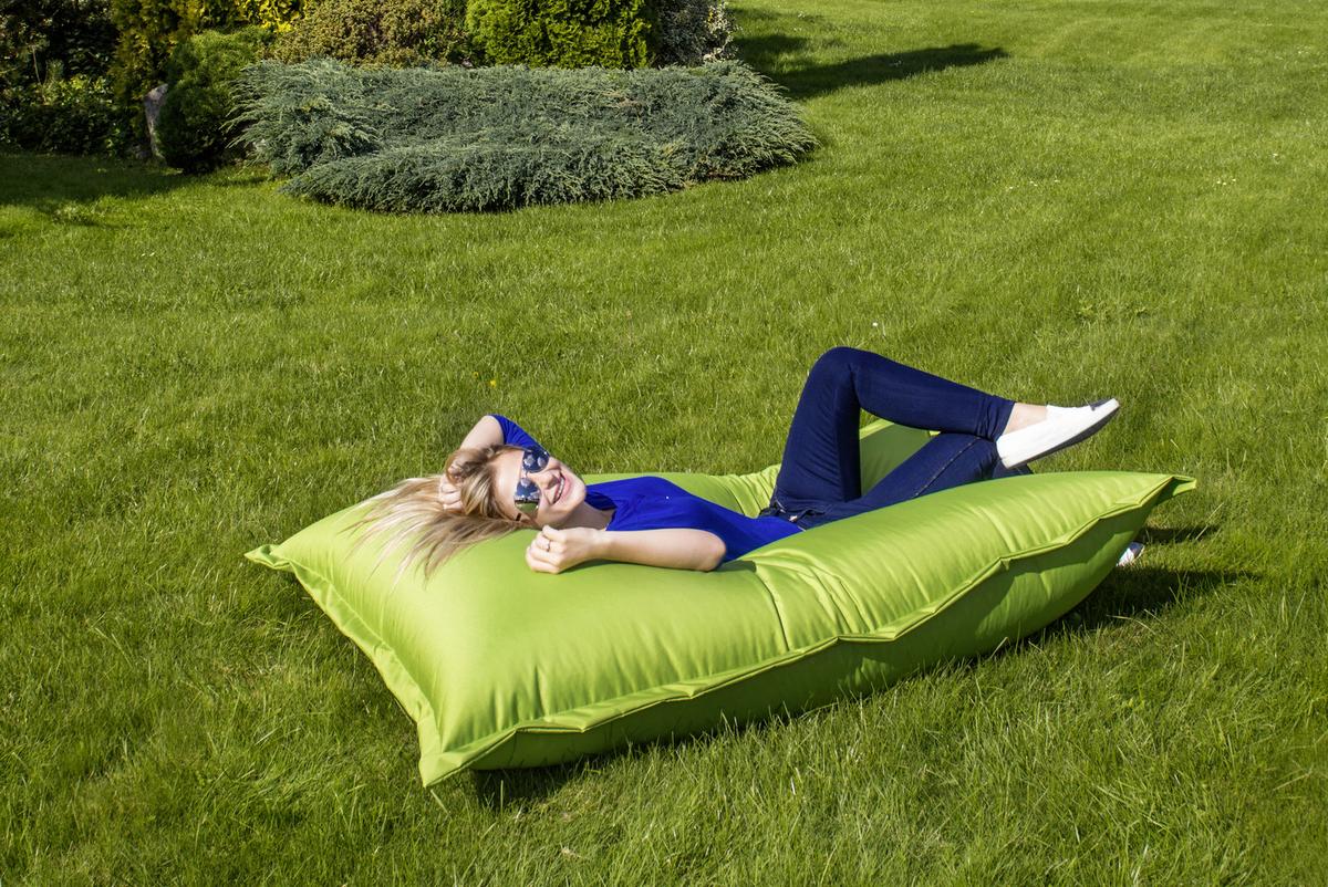 Sitzsack Outdoor XL Grün, 170x130 cm - Weiß/Grün, Basics, Textil (170/130/40cm) - Ondega