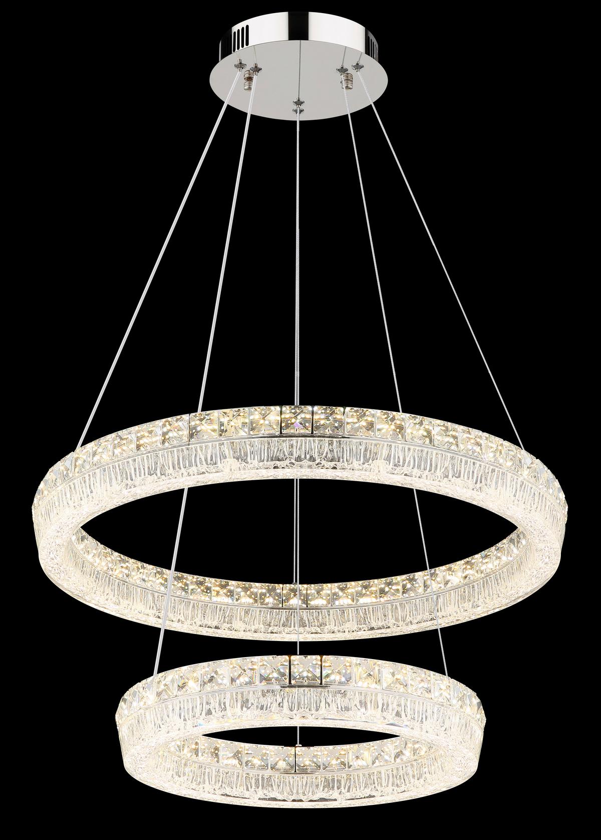 LED-Hängeleuchte 67387-60 Laurel - Klar/Chromfarben, Design, Glas/Kunststoff (60/120cm) - Globo