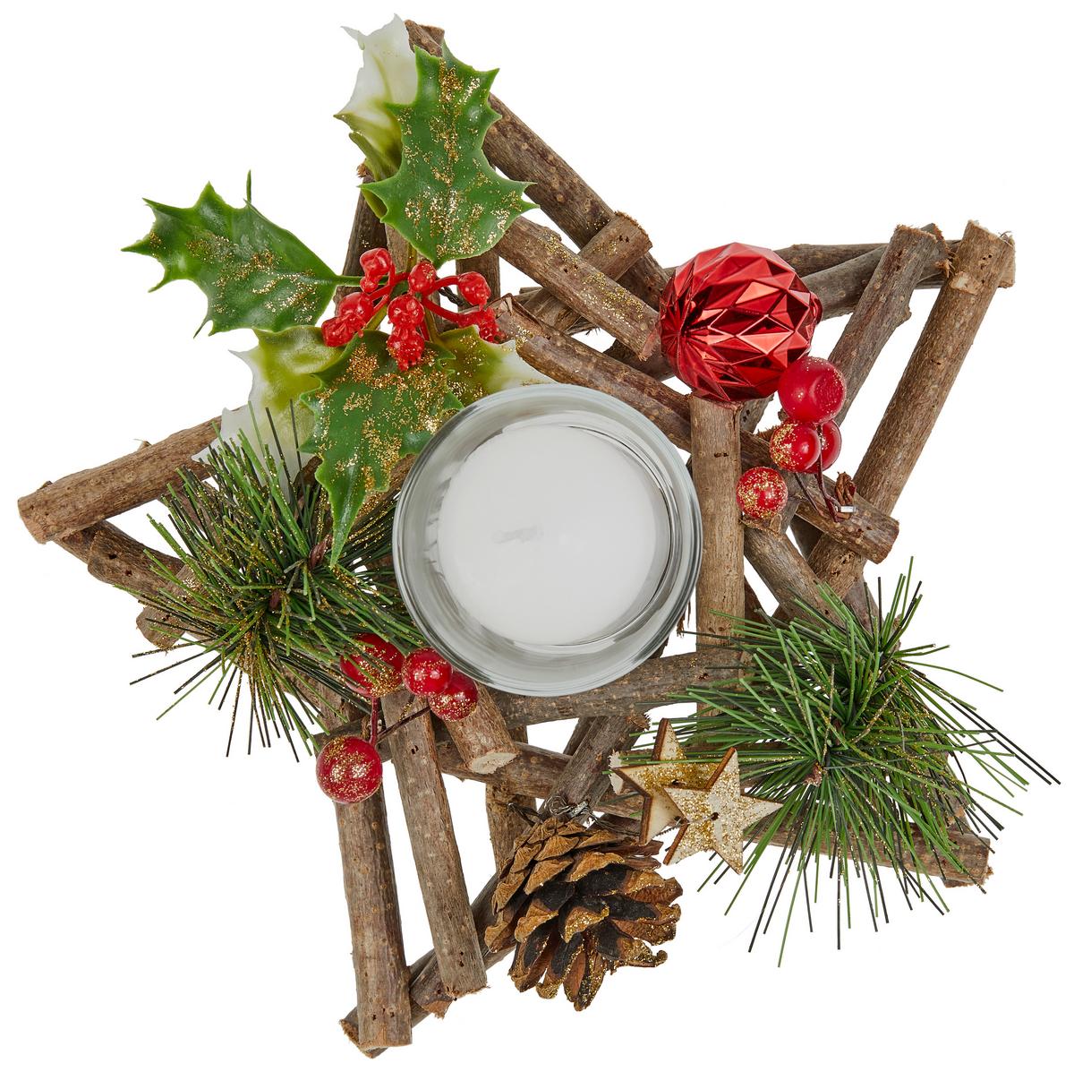 Gyertyatartó Dawson - piros/aranyszínű, Basics, műanyag/Üveg (20/8cm) - Ondega