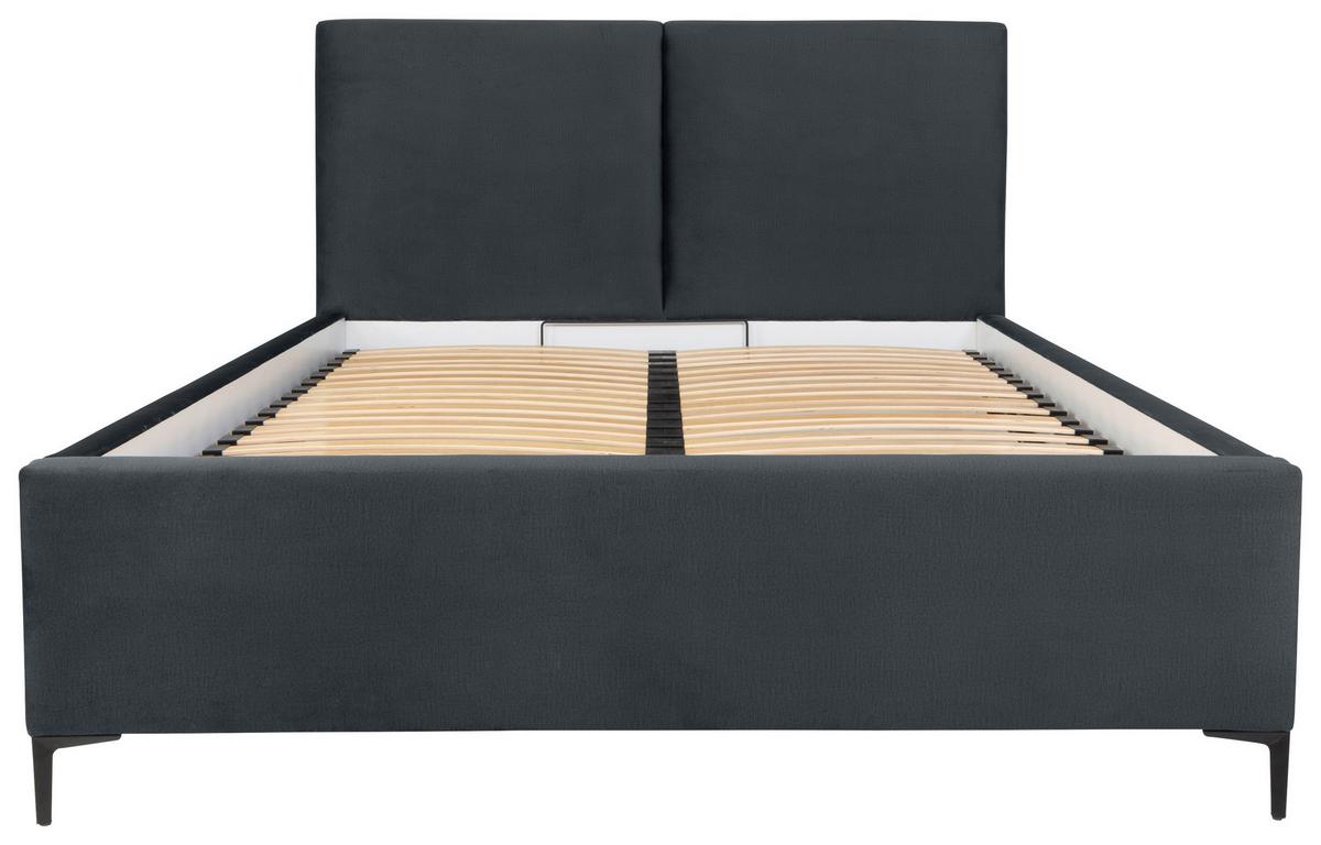 Čalouněná postel PALINI 140x200cm - černá/jádrový buk, Moderní, dřevo/textil (140/200cm) - MID.YOU