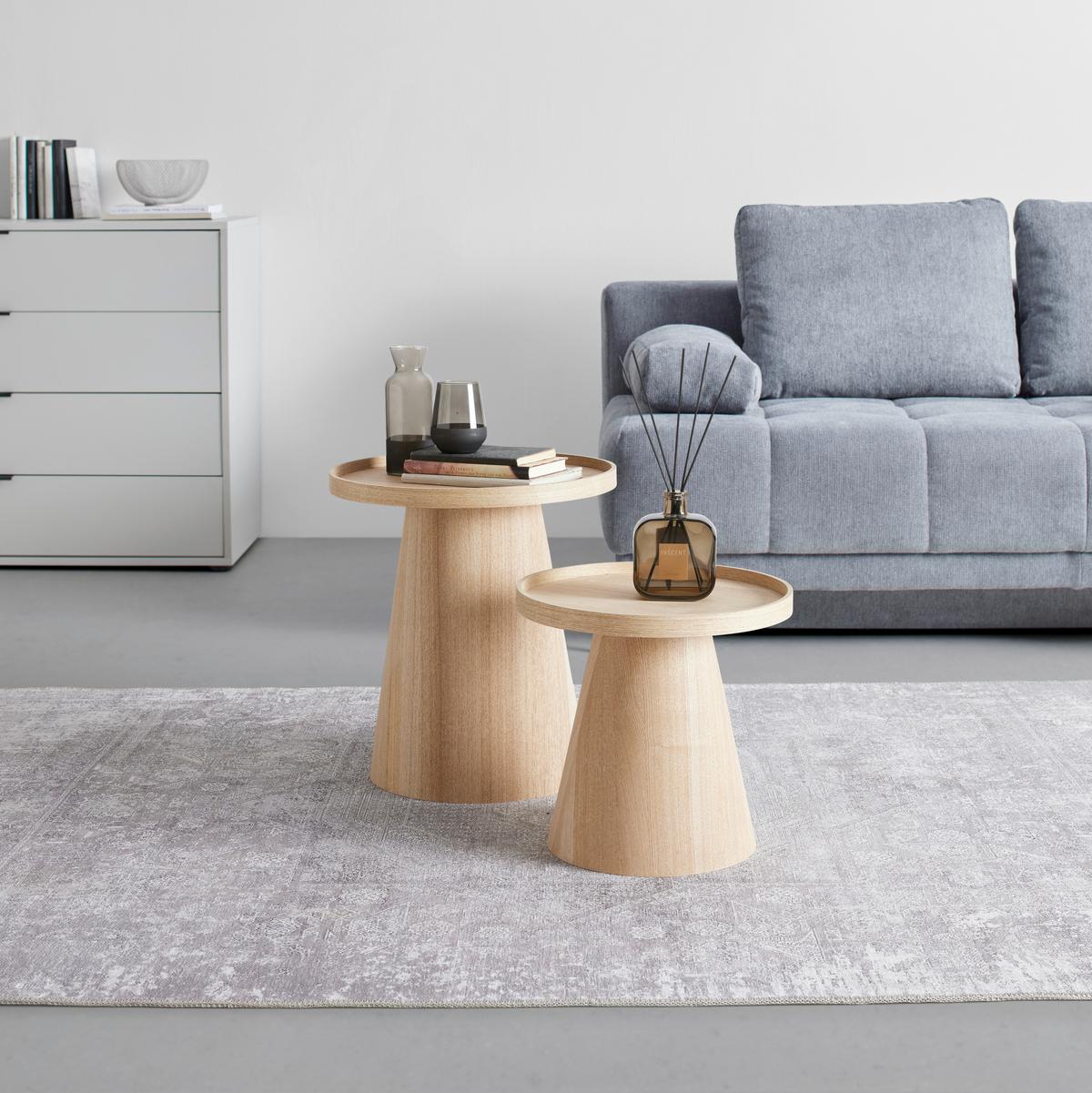 Príručný stolík P: 45 cm - prírodná farba, Modern, drevo/kompozitné drevo (45/50cm) - Premium Living