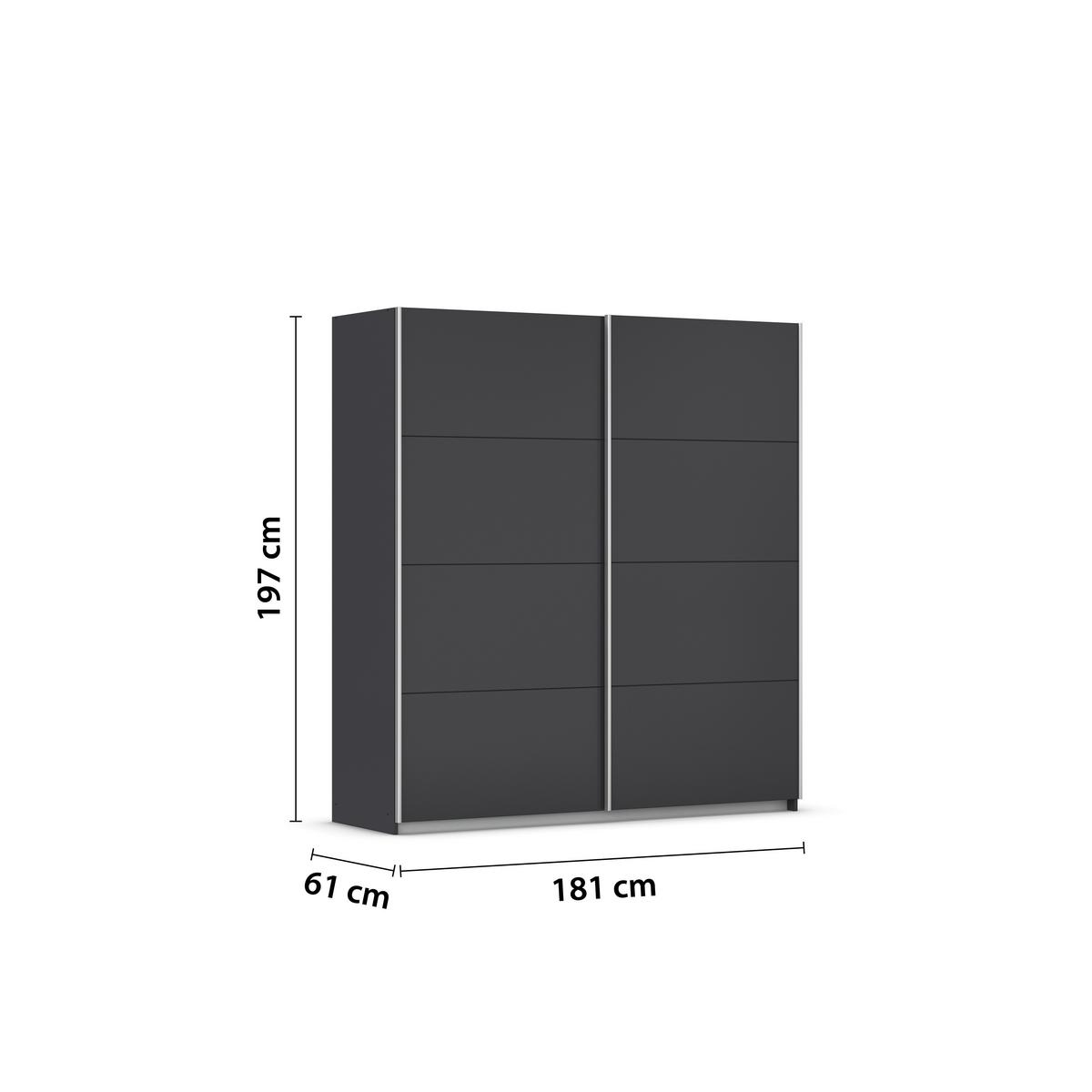 Schwebetürenschrank Subito - Graphitfarben, MODERN, Holzwerkstoff (181/197/61cm) - Rauch Möbel