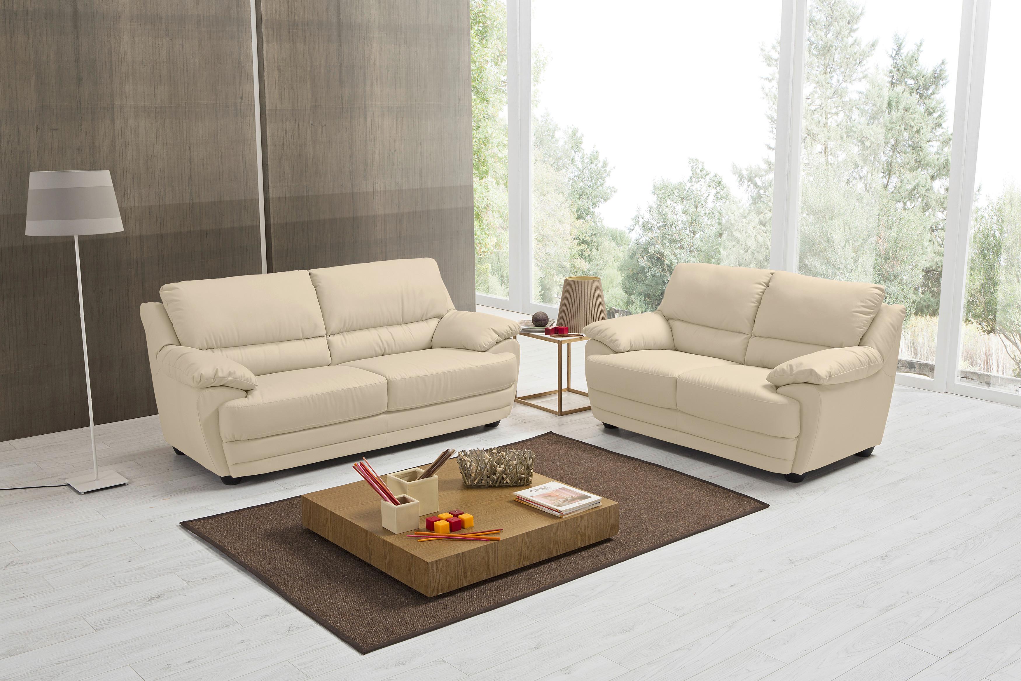 2-Sitzer-Sofa Nebolo Beige Lederlook - Beige, Design, Textil (209/97/100cm) - Livetastic