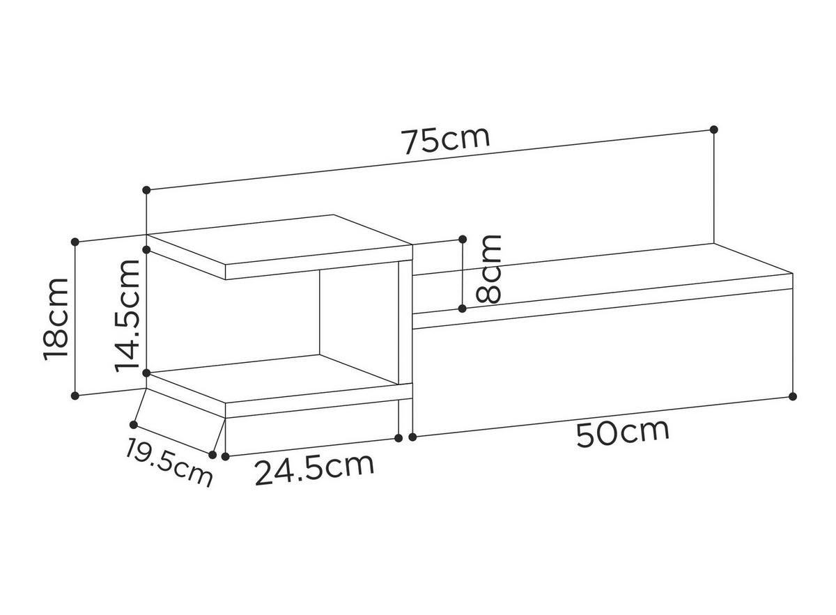 Wandboard Fork Regal - Weiß, Design, Holzwerkstoff (75/17/20cm) - Livetastic