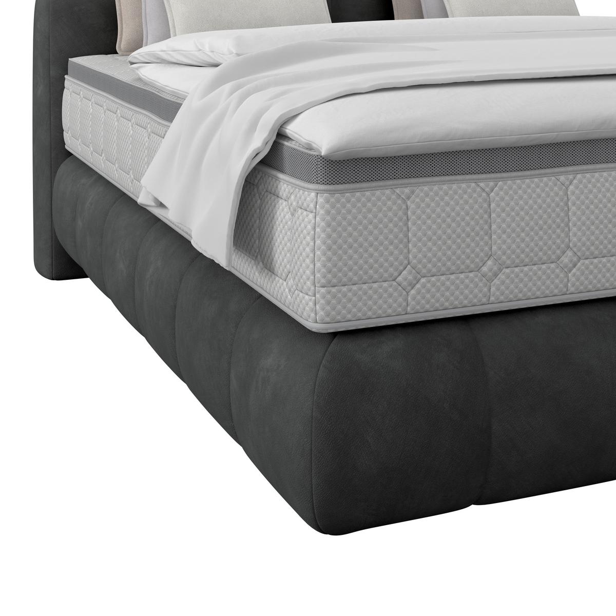 Boxspringbett Nobu Anthrazit, Lf: 180x200 Cm - Anthrazit/Schwarz, Trend, Holz/Textil (180/200cm)