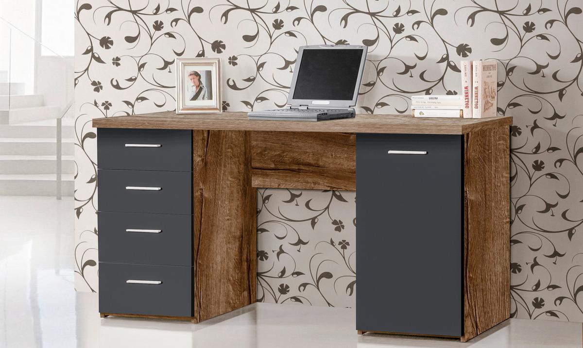 Íróasztal Aberdeen - iszap/fekete, Modern, műanyag/faalapú anyag (145/76,3/60cm)