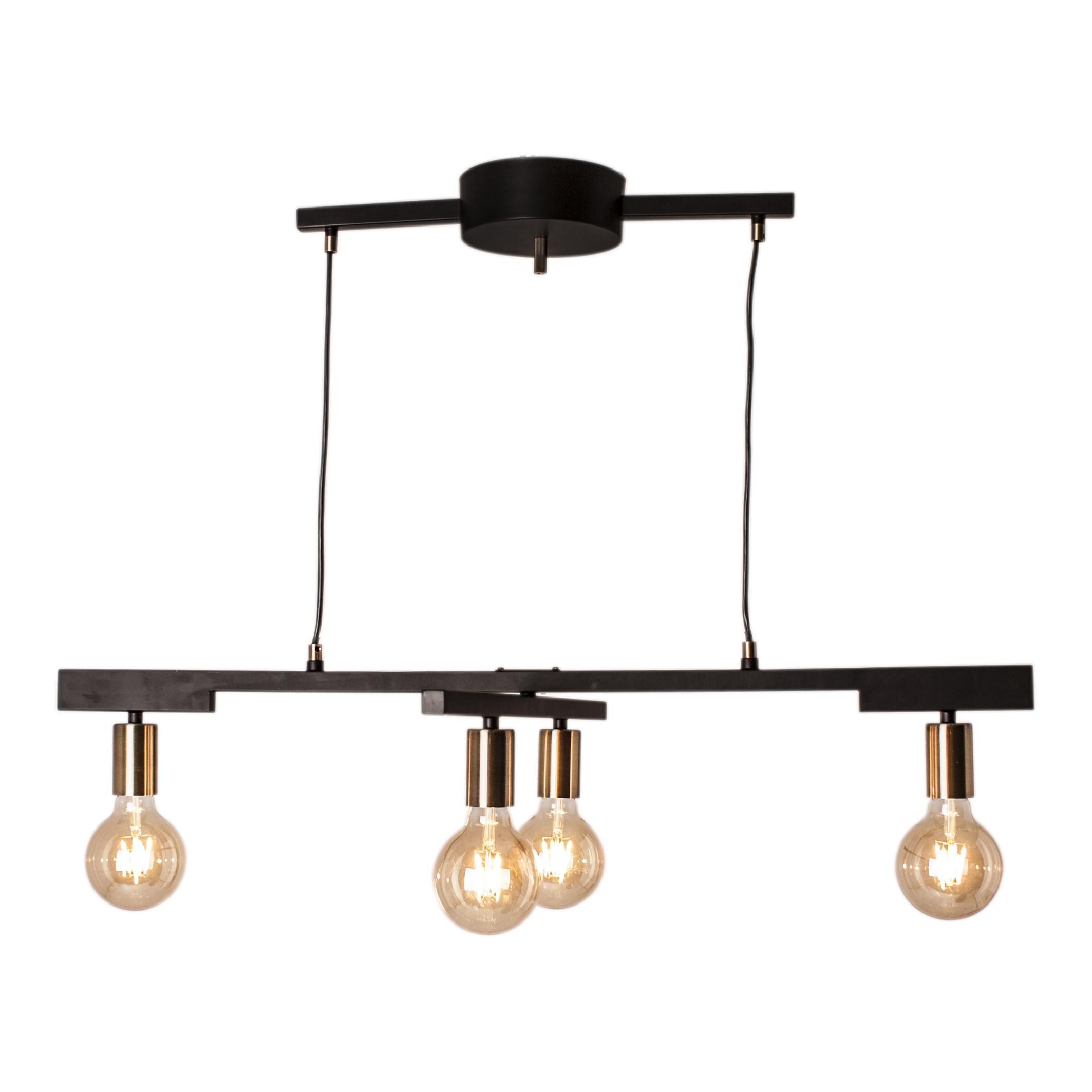 Hängeleuchte Zeona 4-Flammig Metall - Messingfarben/Schwarz, LIFESTYLE, Metall (90/59/120cm) - By Rydéns