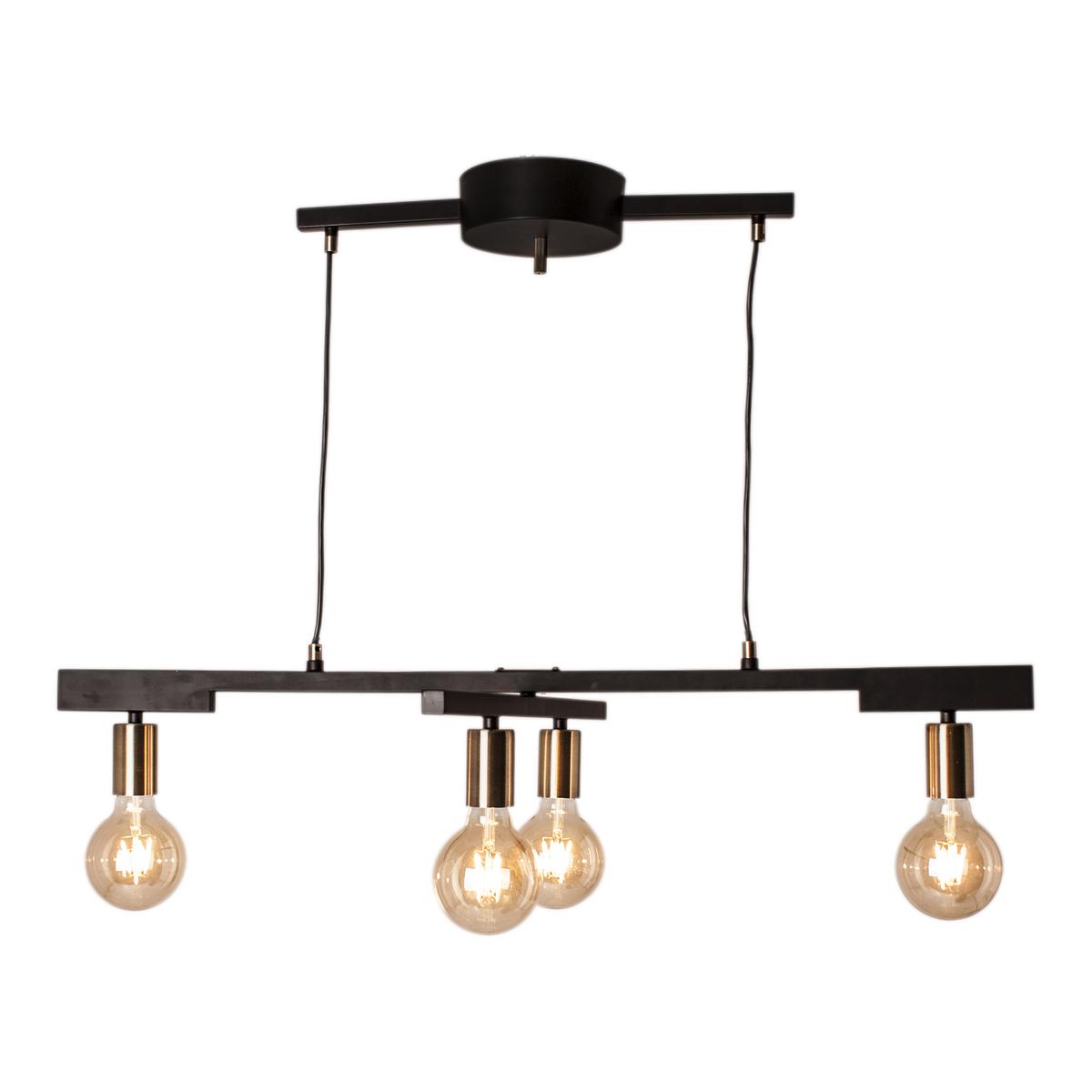 Hängeleuchte Zeona 4-Flammig Metall - Messingfarben/Schwarz, LIFESTYLE, Metall (90/59/120cm) - By Rydéns