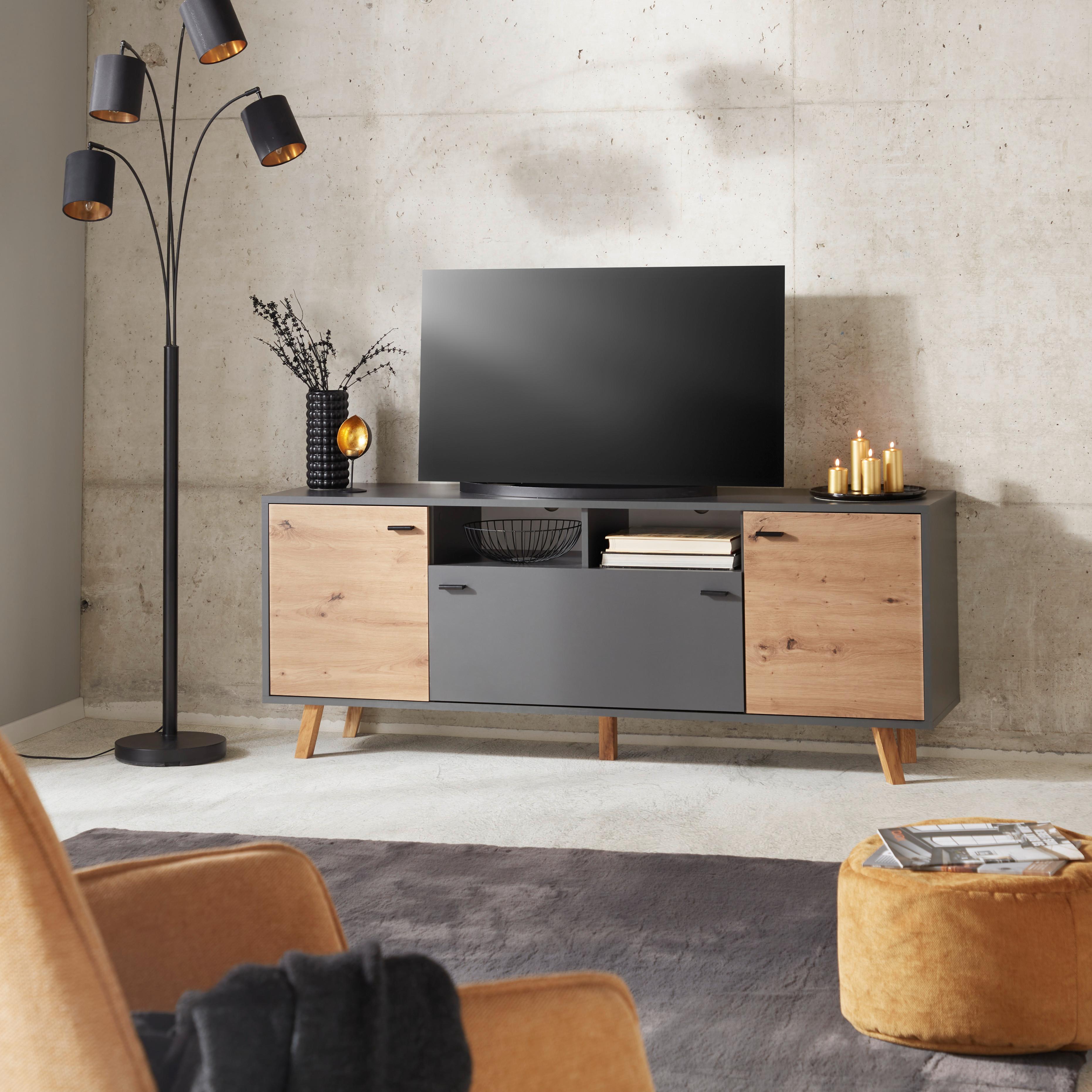 TV-Lowboard Trend B: 170 cm Anthrazit, Eiche Artisan - Anthrazit/Eiche Artisan, MODERN, Holzwerkstoff (170/66/40cm)