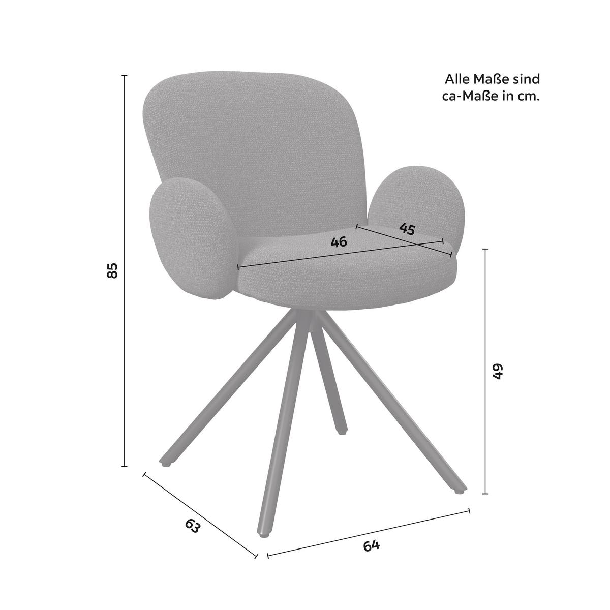 Stolička Josea s podrúčkami, sivá - čierna/tmavosivá, Modern, kov/drevo (64/85/63cm) - Bessagi Home
