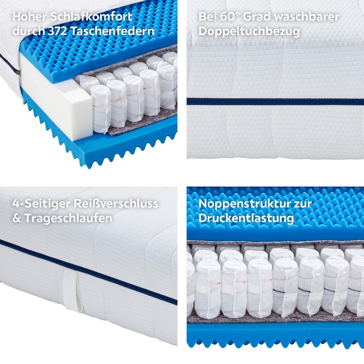 Taschenfederkernmatratze Dream 90x200cm Mittelfest - Weiß, KONVENTIONELL, Textil/Metall (90/200cm) - Livetastic