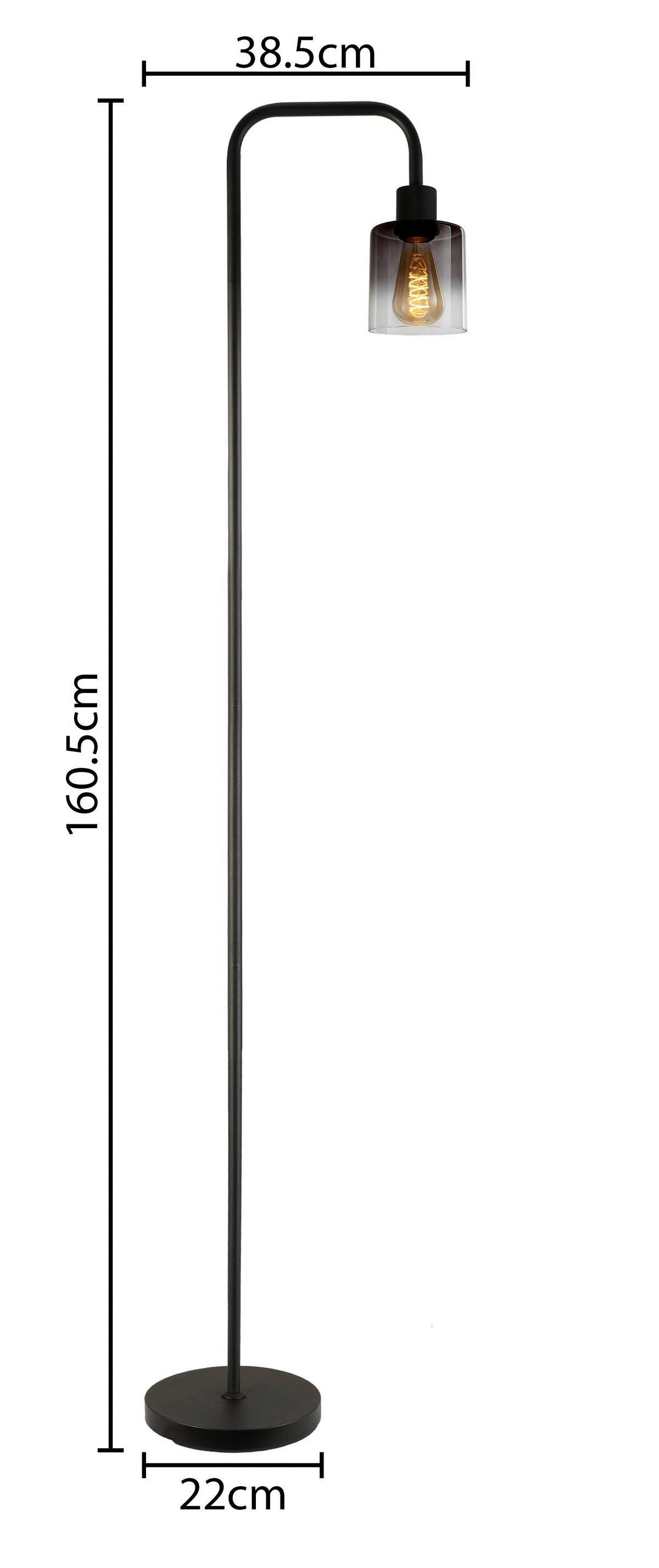 STOJACIA LAMPA ESTELLE - čierna, Modern, kov/sklo (38,5/22/160,5cm) - Mömax