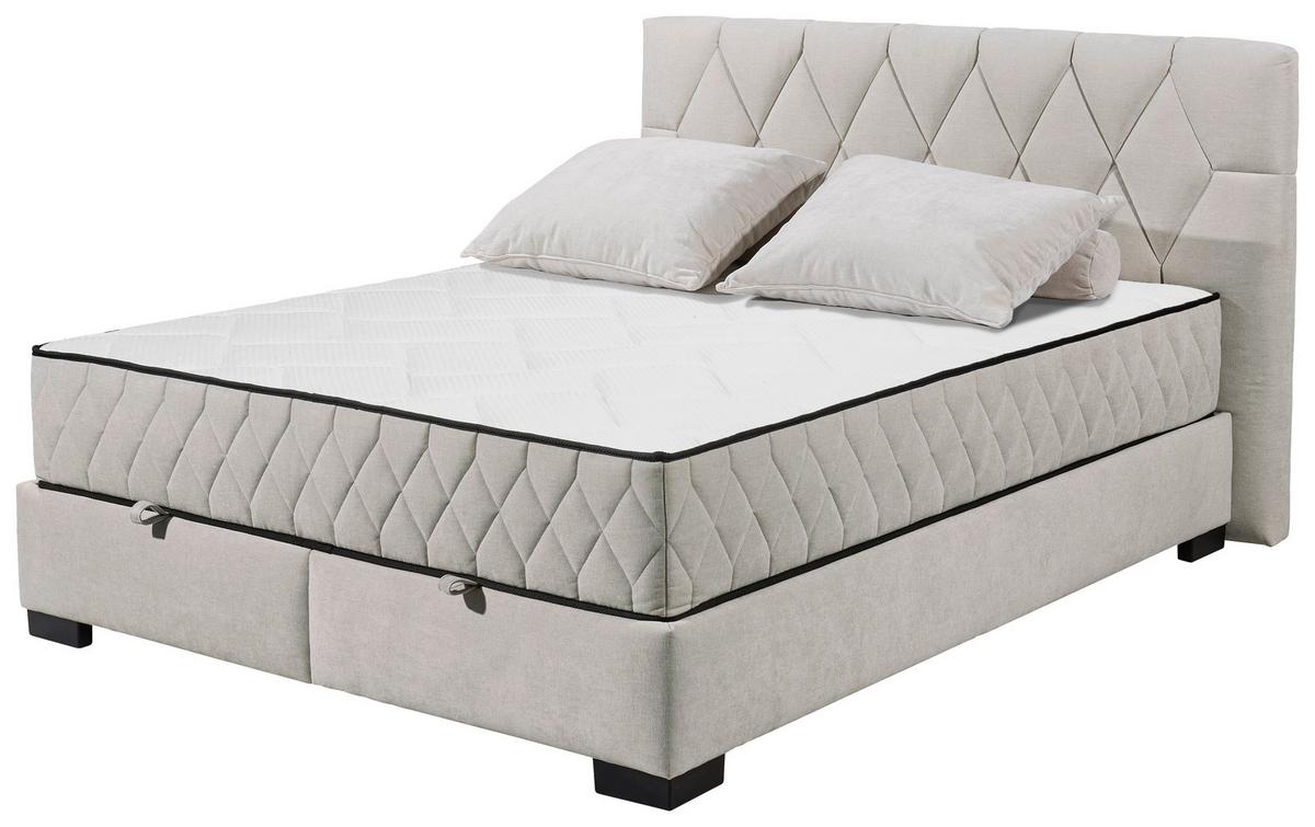 Boxbett Nagol B - Beige/Schwarz, MODERN, Holzwerkstoff/Textil (160/200cm) - MID.YOU
