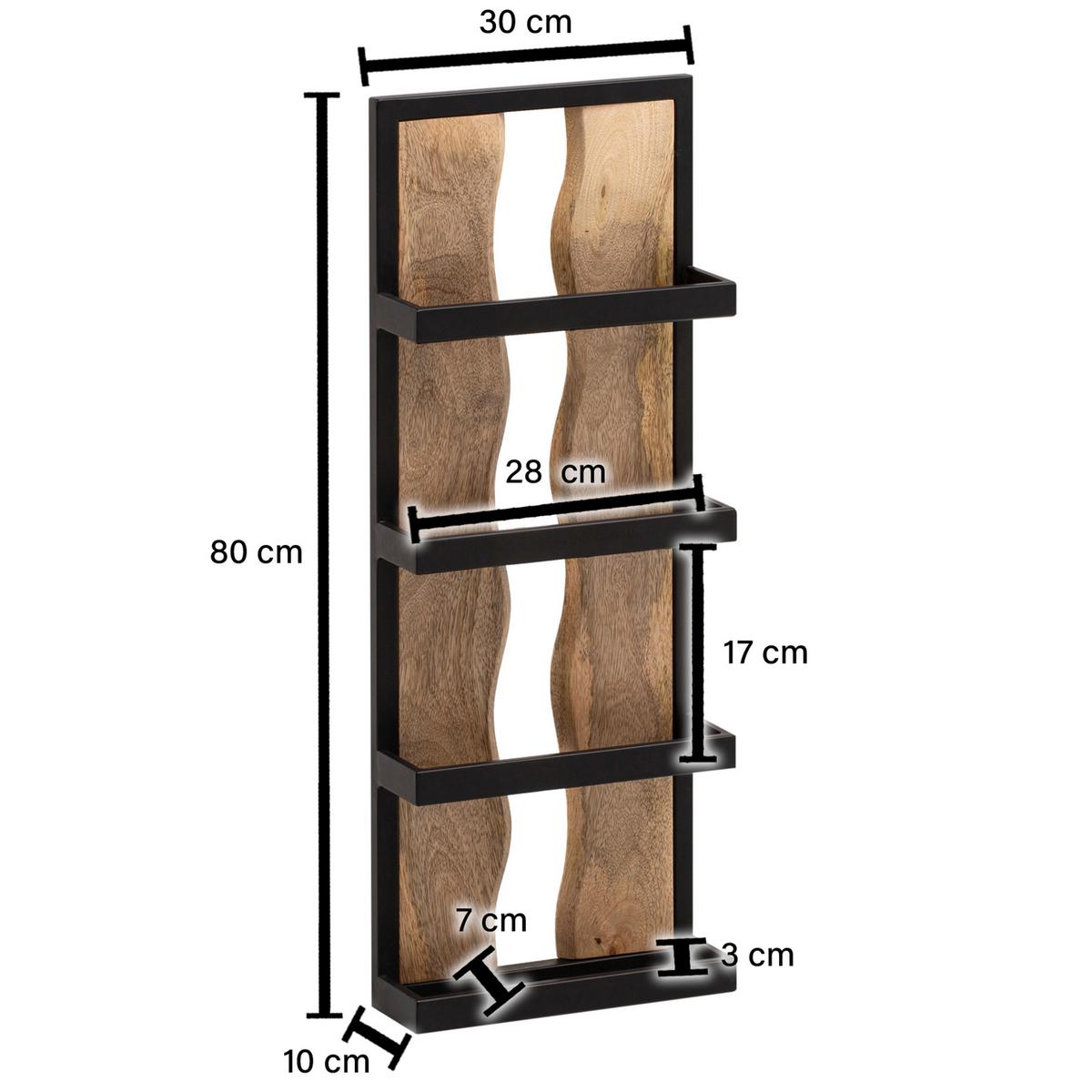 Wandregal Wl6.773 - Schwarz/Braun, LIFESTYLE, Holz/Metall (80/30/10cm) - MID.YOU