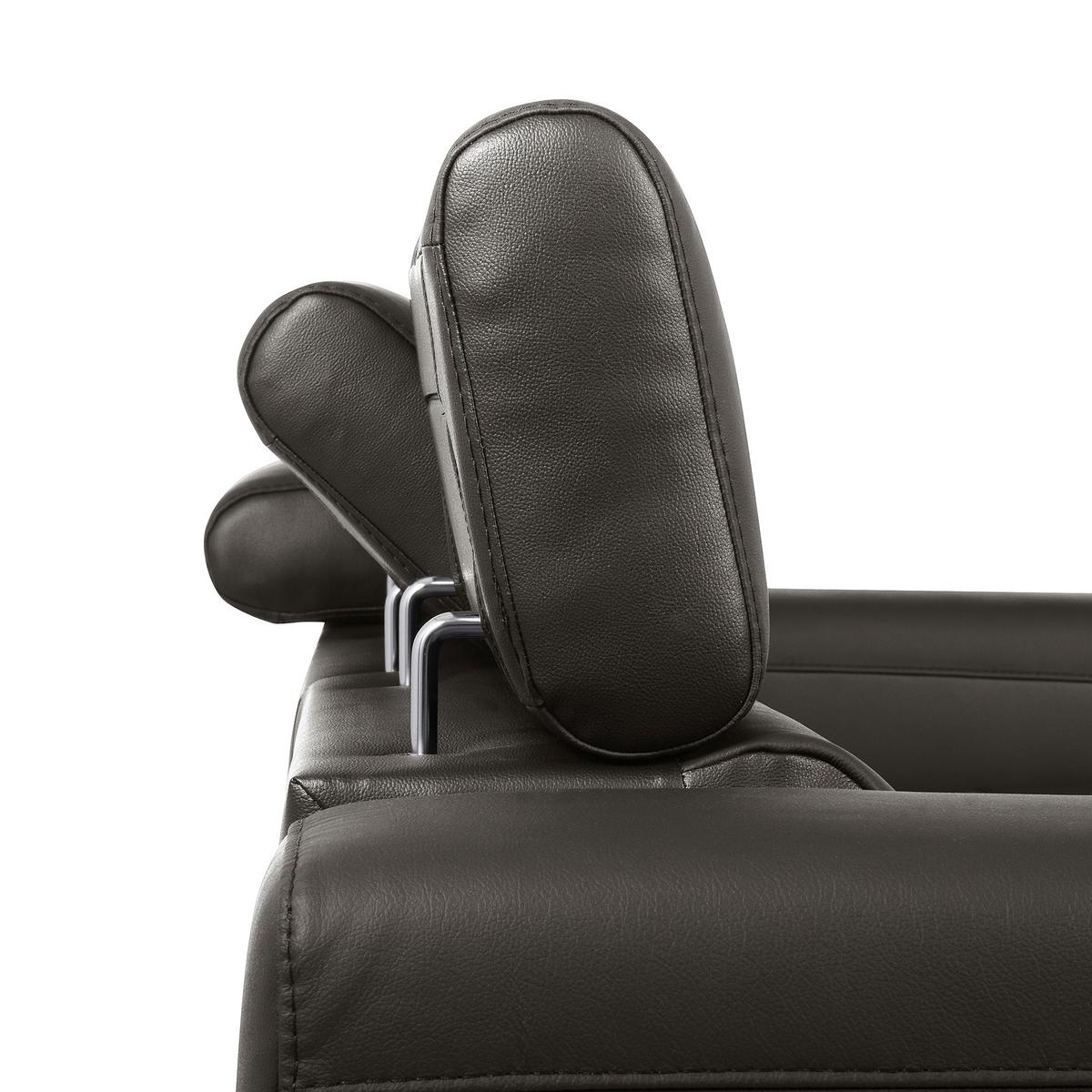 Ecksofa Torino Teilleder Dunkelbraun 173x247 - Dunkelbraun/Schwarz, Design, Leder/Textil (173/247cm) - Livetastic