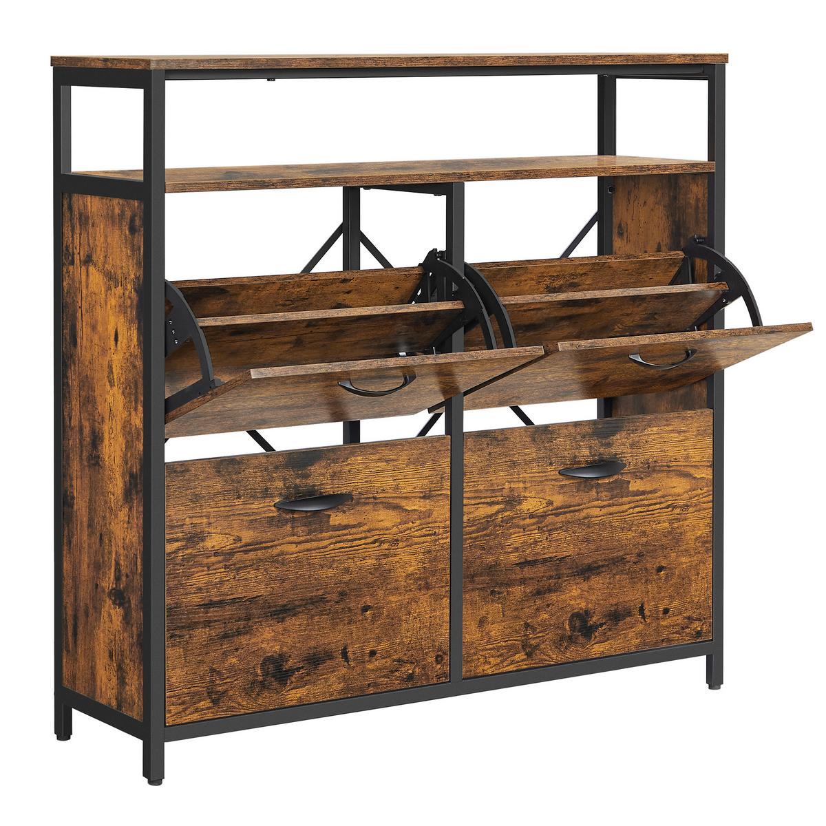 Schuhkipper Schwarz, Dunkelbraun B: 98,3cm - Dunkelbraun/Schwarz, Trend, Holzwerkstoff/Metall (98,3/96,5/30cm) - MID.YOU