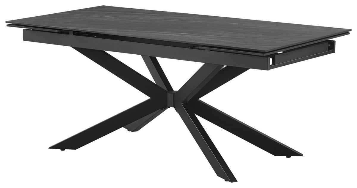 Ausziehtisch Andi Keramikplatte, Ausziehbar - Schwarz/Grau, MODERN, Keramik/Metall (180-260/76/90cm)