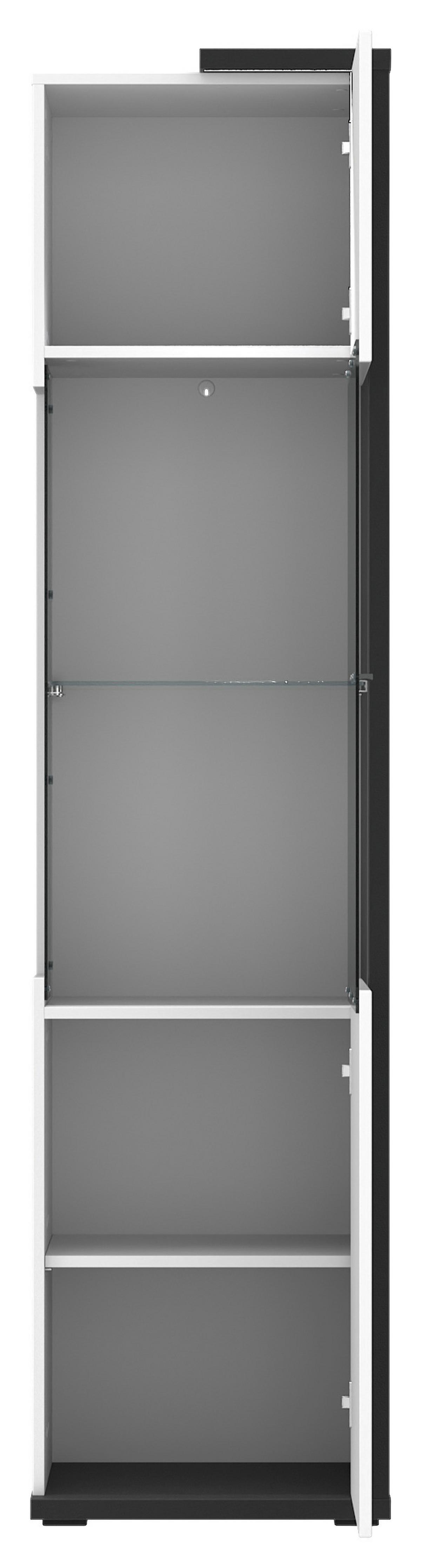 Wohnwand Ambiente Plus Anthrazit/ Weiß B: 300,2 cm - Weiß Hochglanz/Anthrazit, MODERN, Glas/Holzwerkstoff (285,5/199,1/53,6cm)